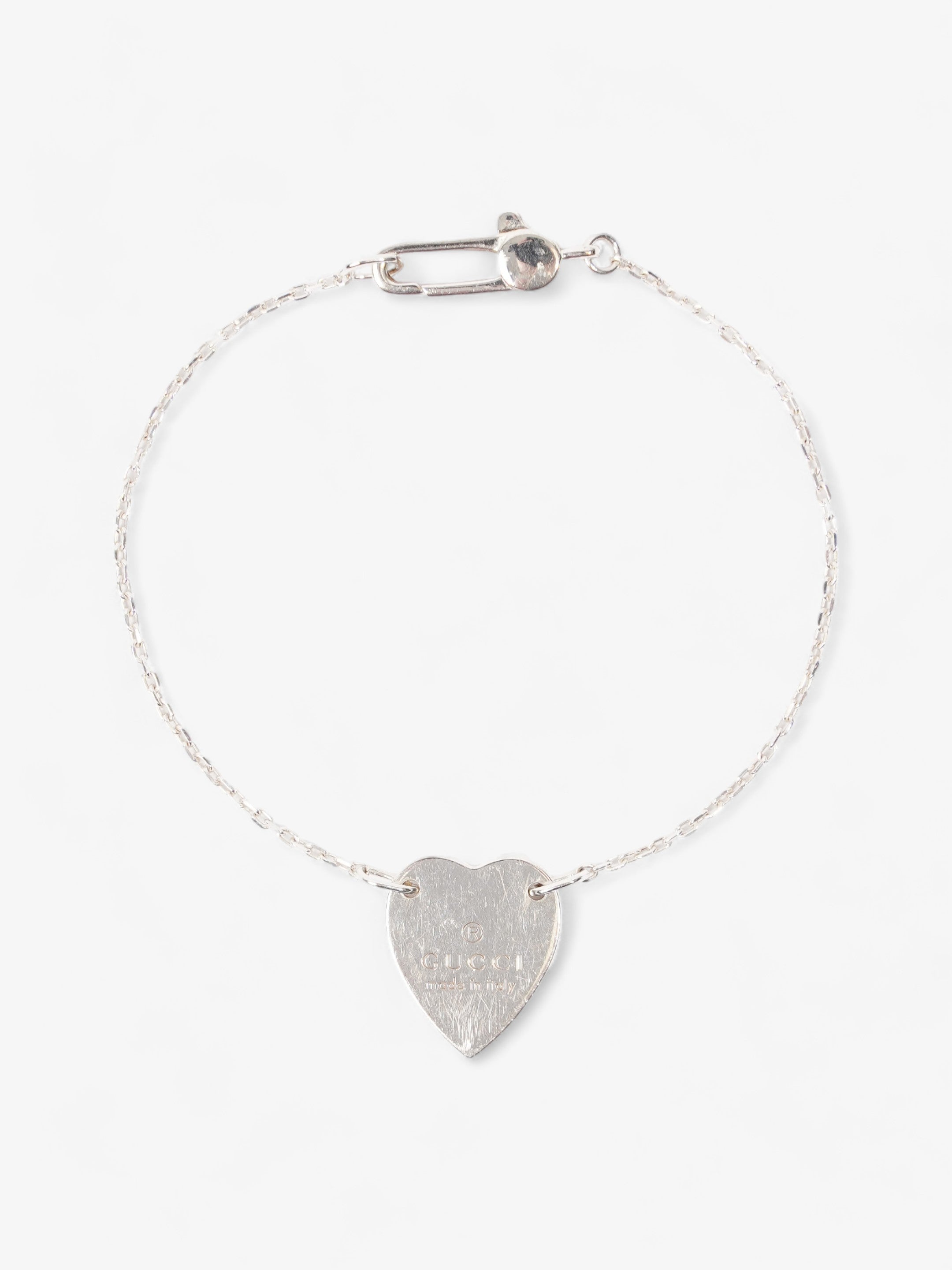 Gucci Heart Tag Bracelet Silver Silver Sterling 17