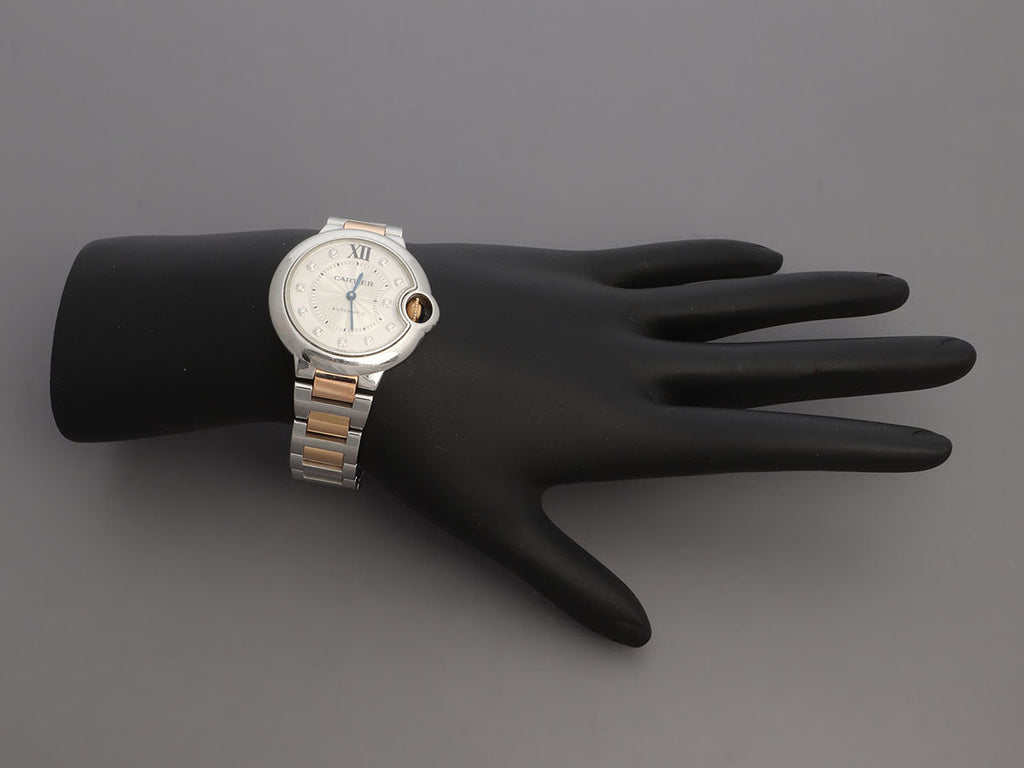 Cartier Two-Tone Diamond Markers Ballon Bleu Watch 33mm