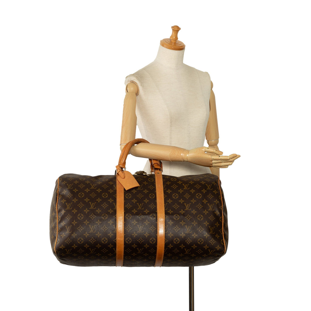 Brown Louis Vuitton Monogram Keepall 55 Travel Bag