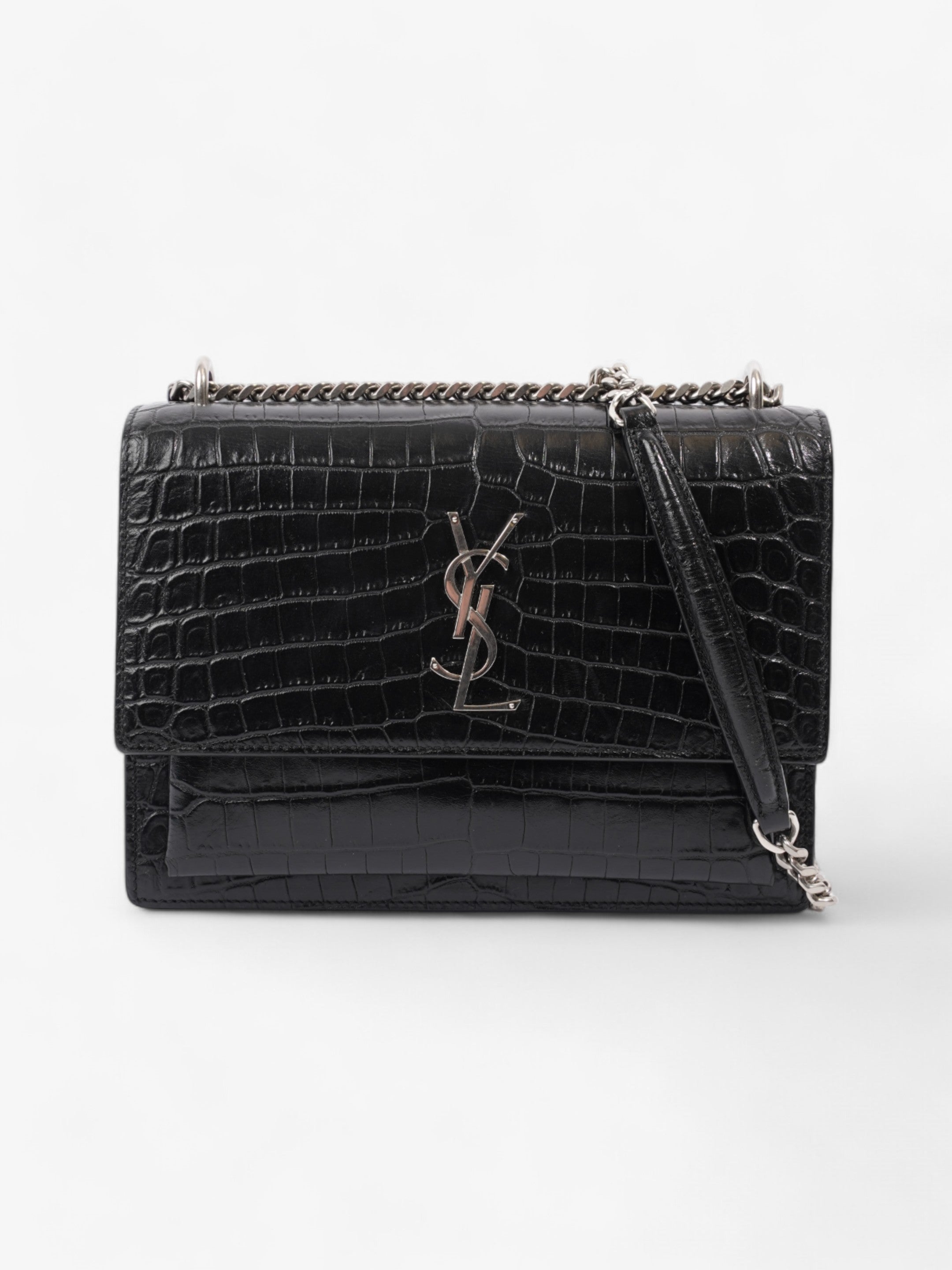 Saint Laurent Sunset Black Embossed Leather Medium