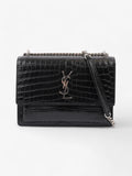 Saint Laurent Sunset Black Embossed Leather Medium