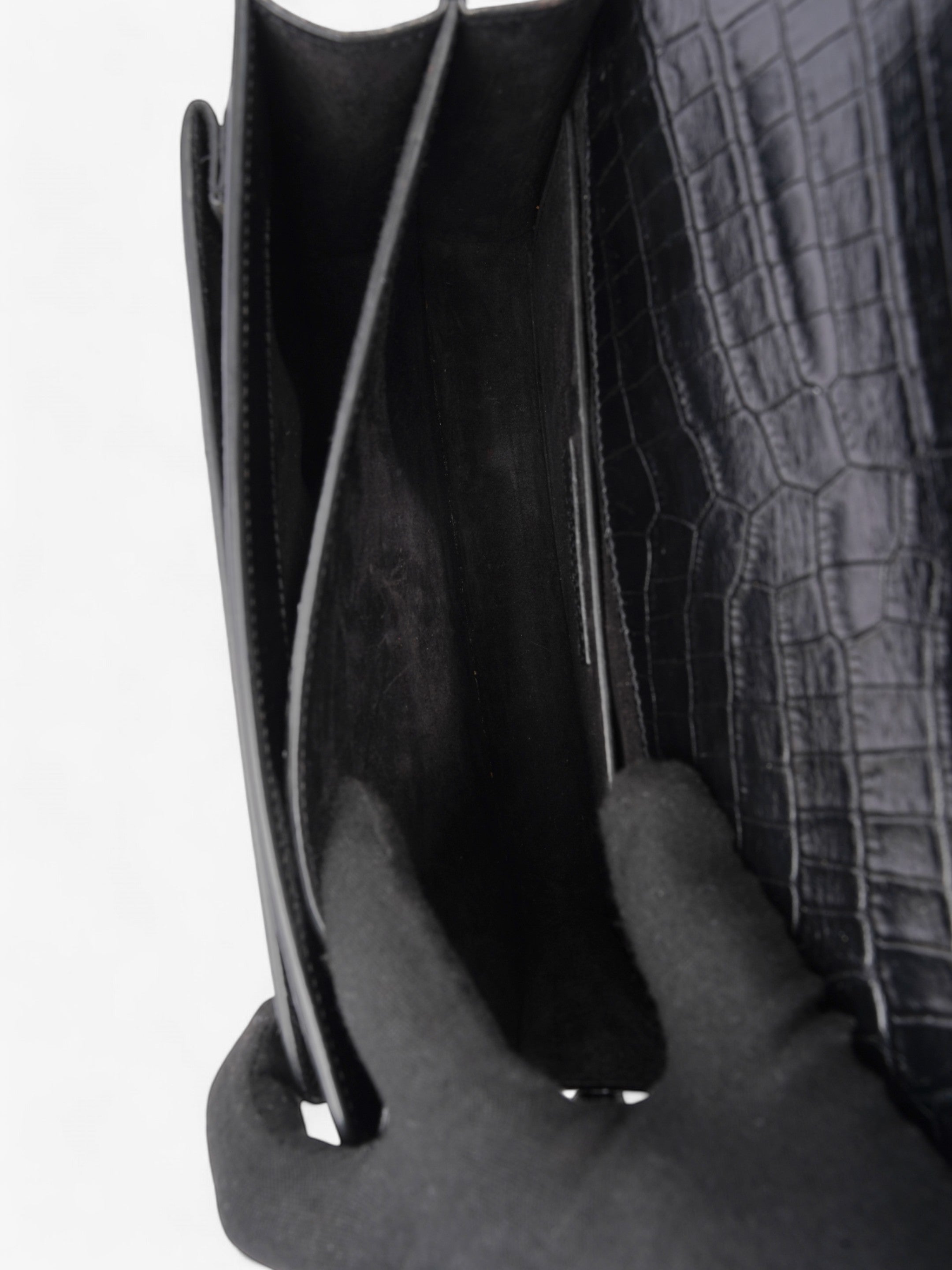 Saint Laurent Sunset Black Embossed Leather Medium