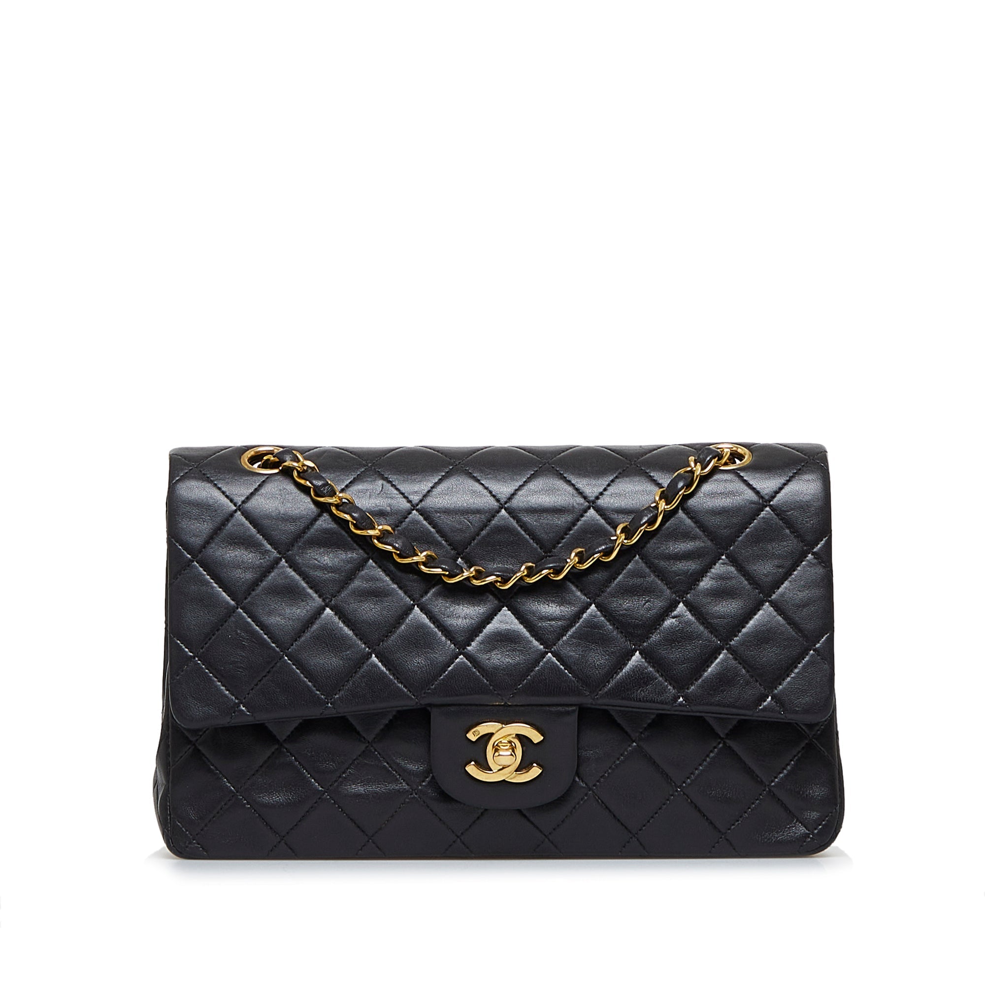 Chanel Classic Double Flap Medium Black Lambskin Gold