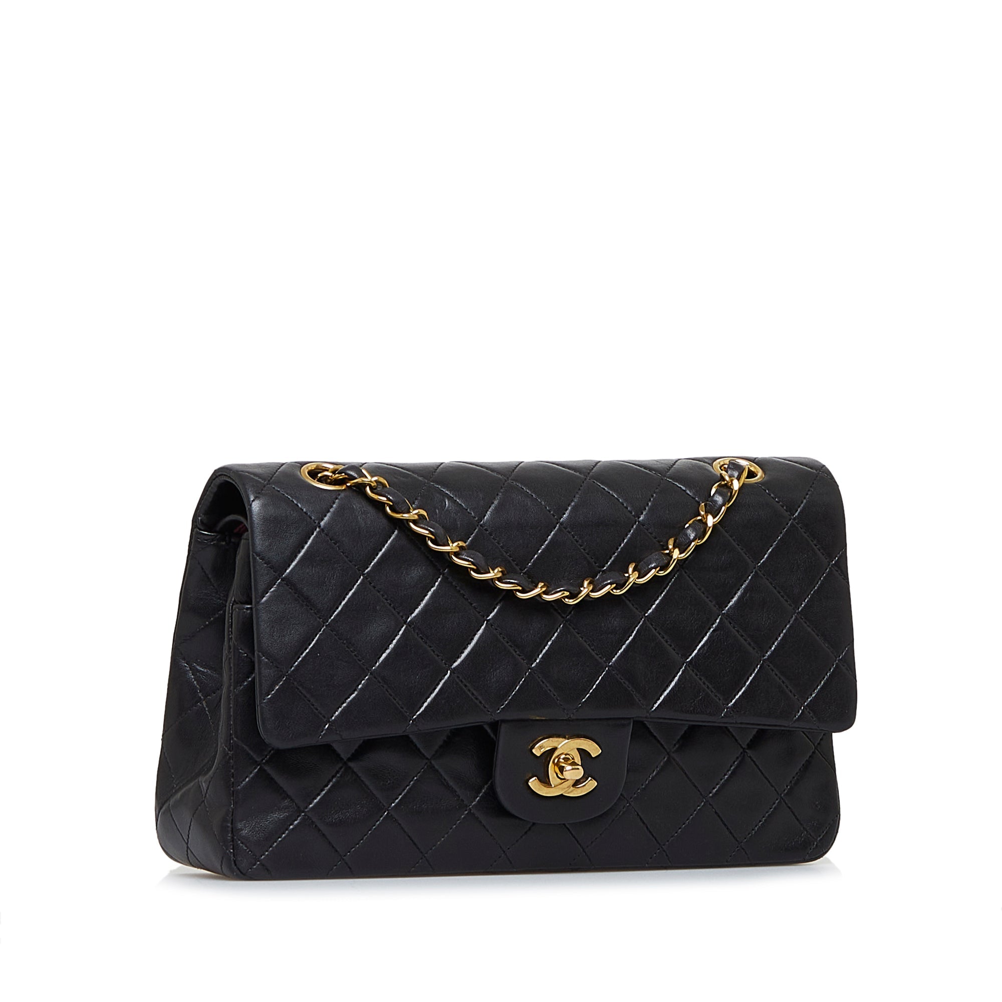 Chanel Classic Double Flap Medium Black Lambskin Gold