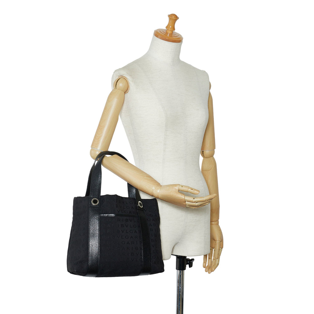 Black Bvlgari Logomania Tote