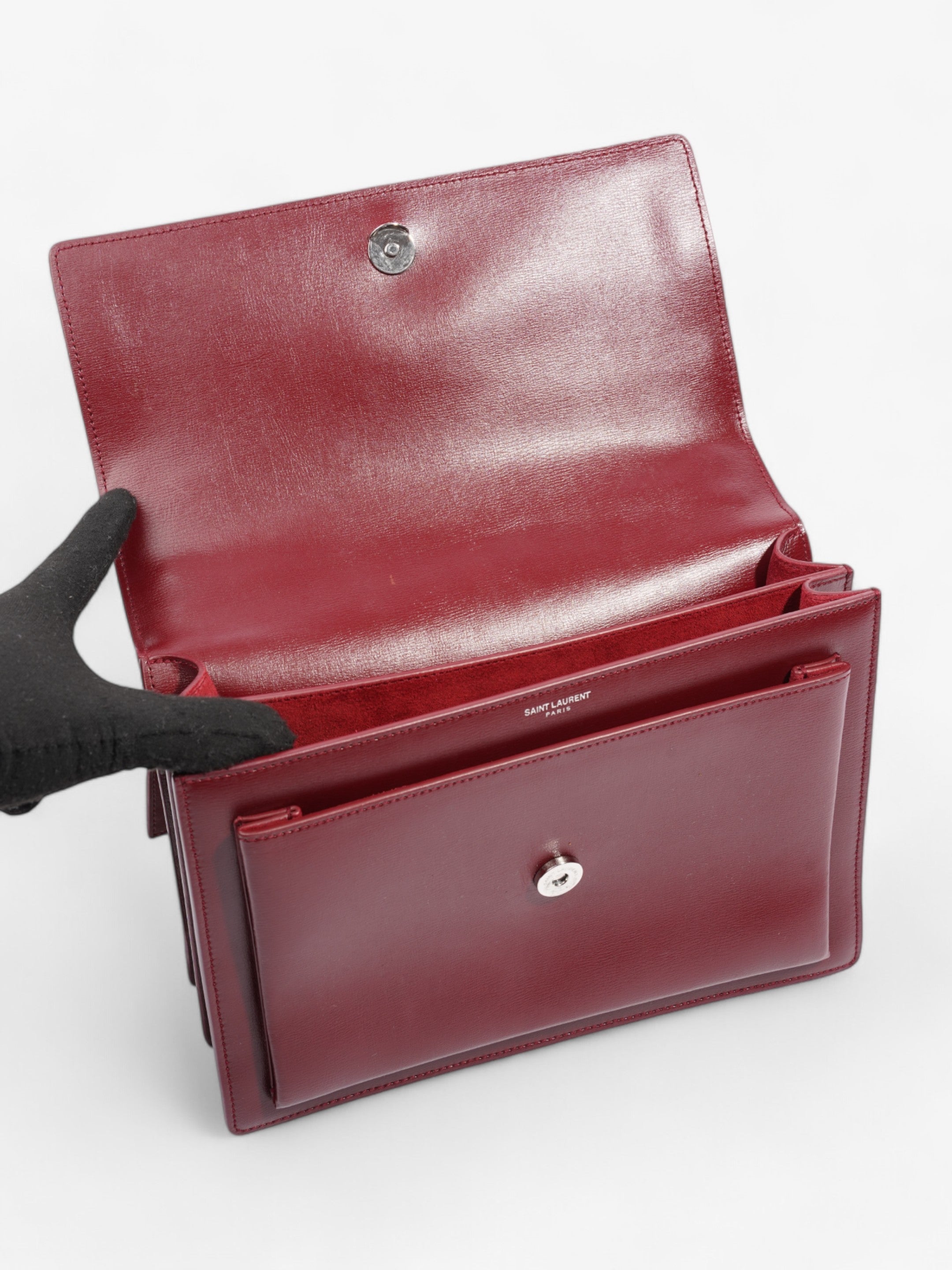 Saint Laurent Sunset Deep Red Calfskin Leather
