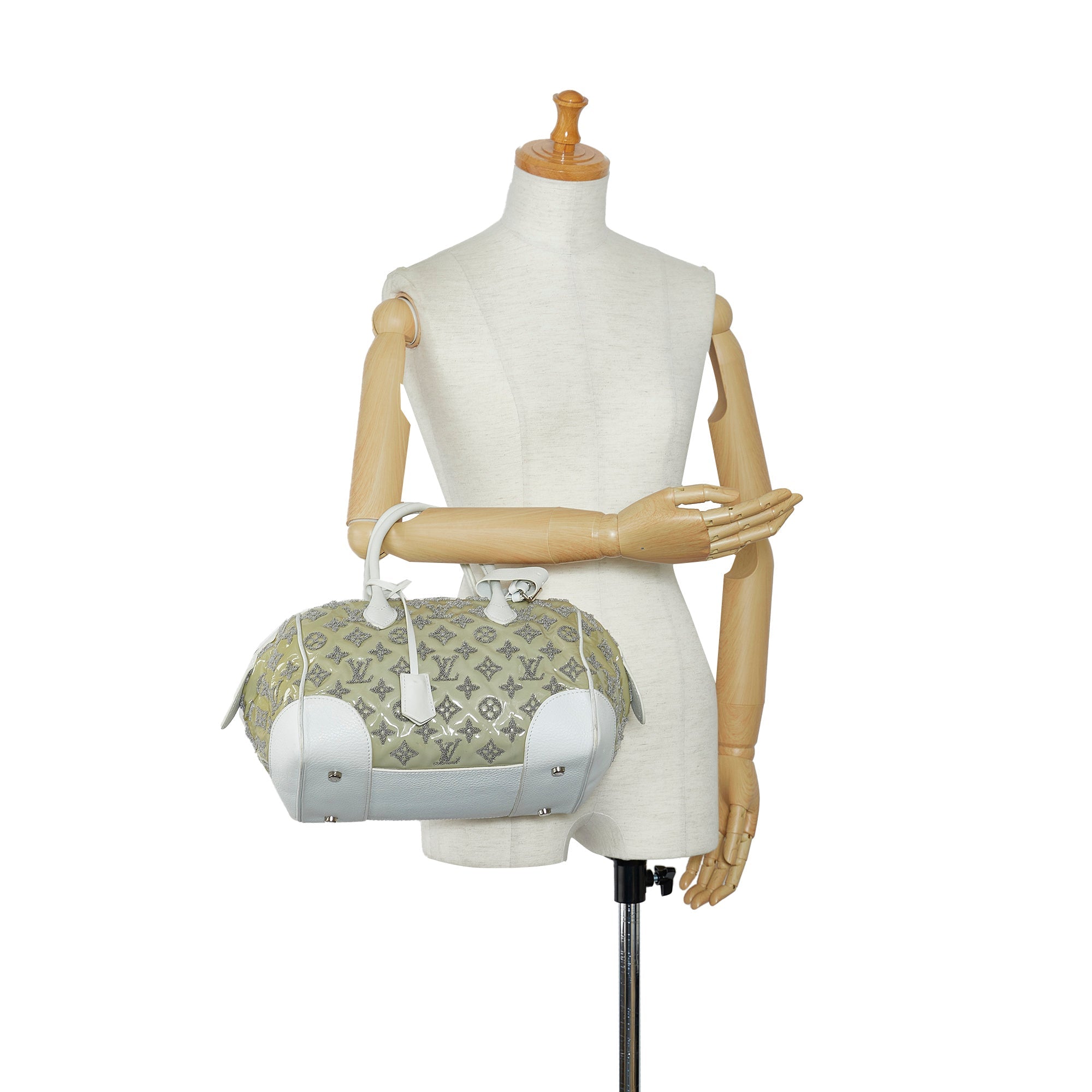 White Louis Vuitton Monogram Bouclettes Speedy Boston Bag