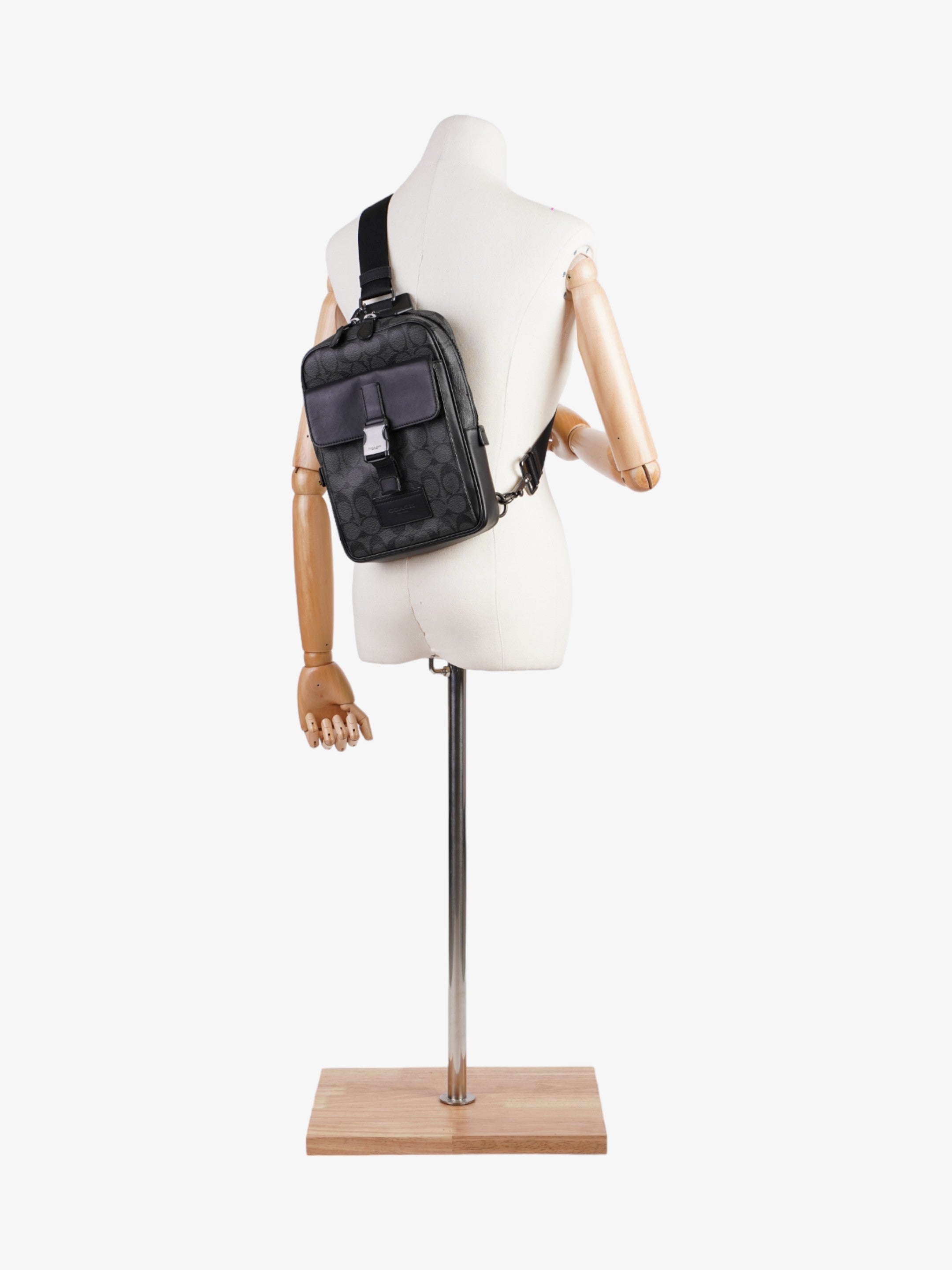 Coach Track Pack Black Coated Canvas