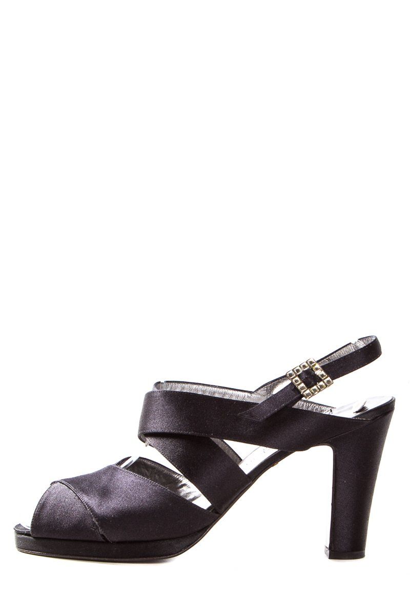 Calvin Klein Black Vintage Satin Buckle Closure Sandals SZ 9 SALE