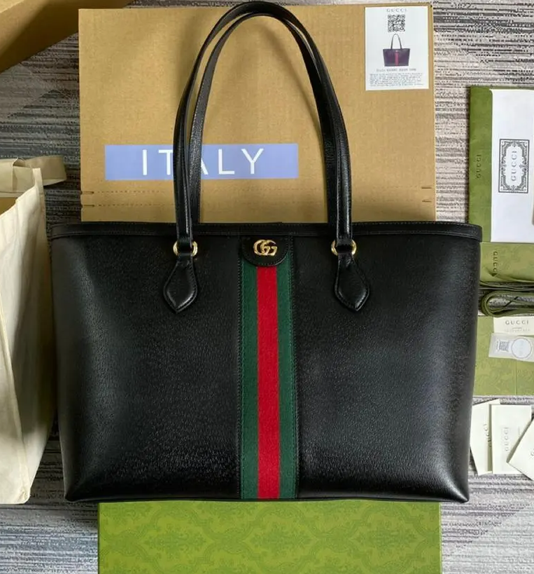 gg Ophidia Medium Tote Black For Women 15in/38cm gg  631685 CWG1A 1060