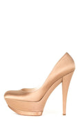 Casadei Gold Satin Round toe Heels 10