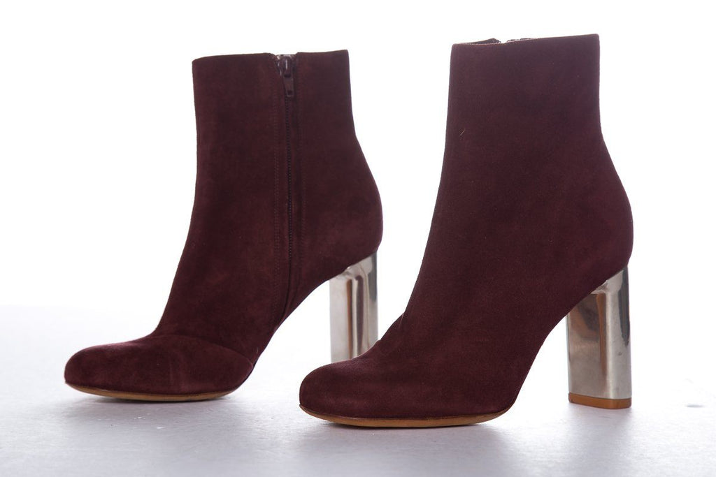 CÃƒÆ’Ã‚Â©line Burgundy Suede Booties SZ 35.5