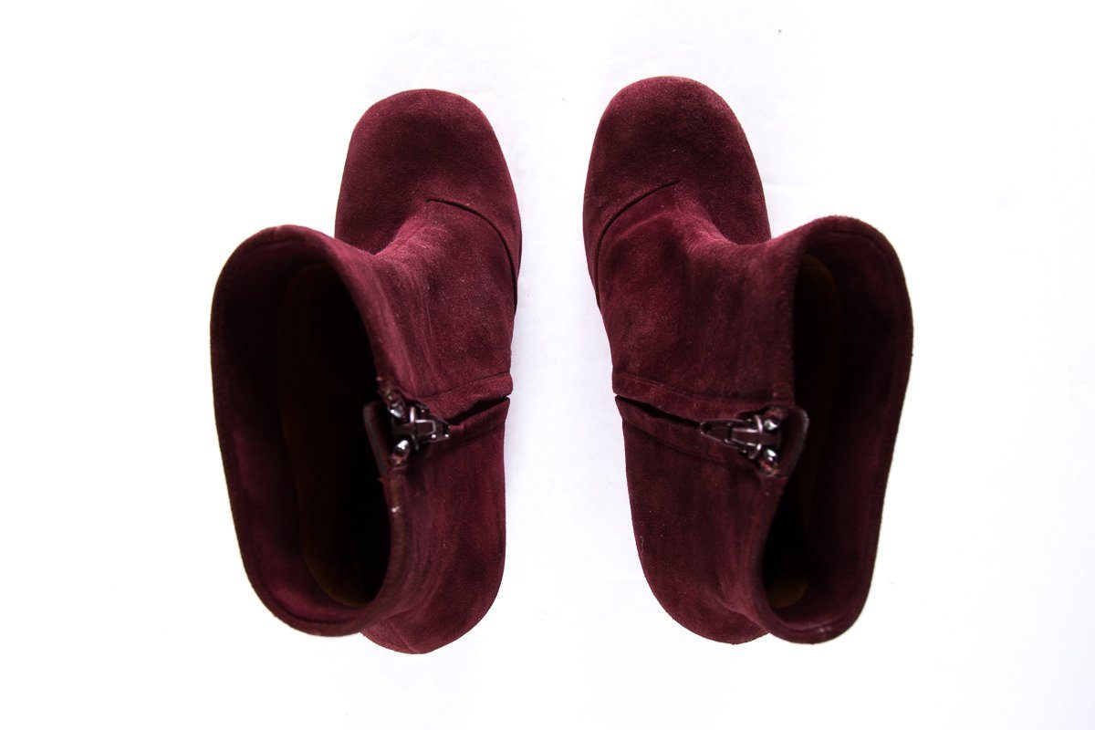 CÃƒÆ’Ã‚Â©line Burgundy Suede Booties SZ 35.5