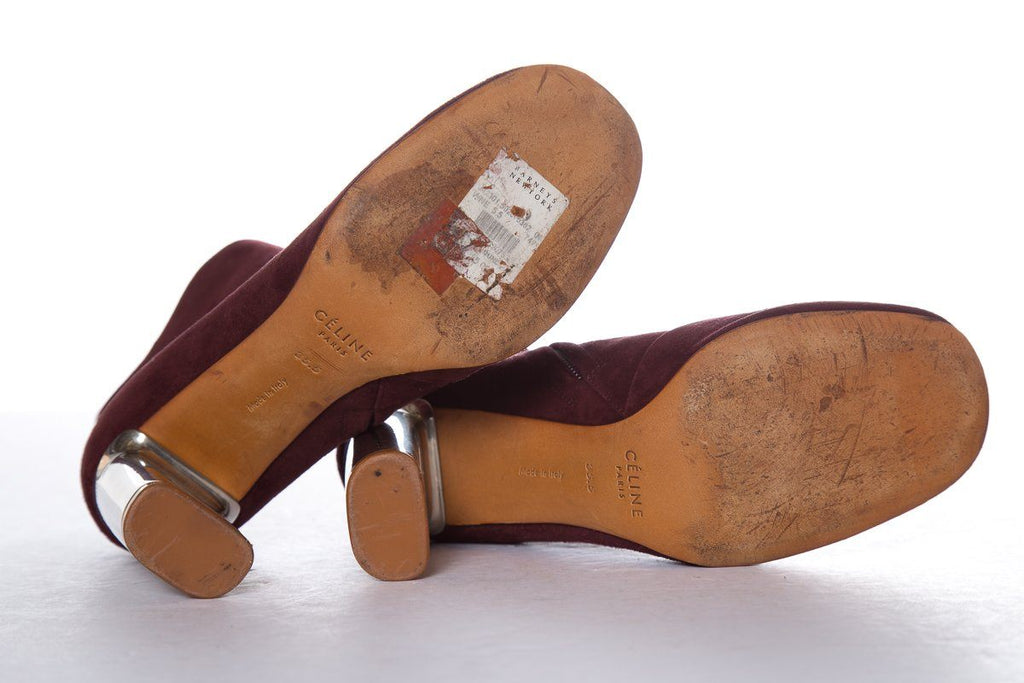 CÃƒÆ’Ã‚Â©line Burgundy Suede Booties SZ 35.5