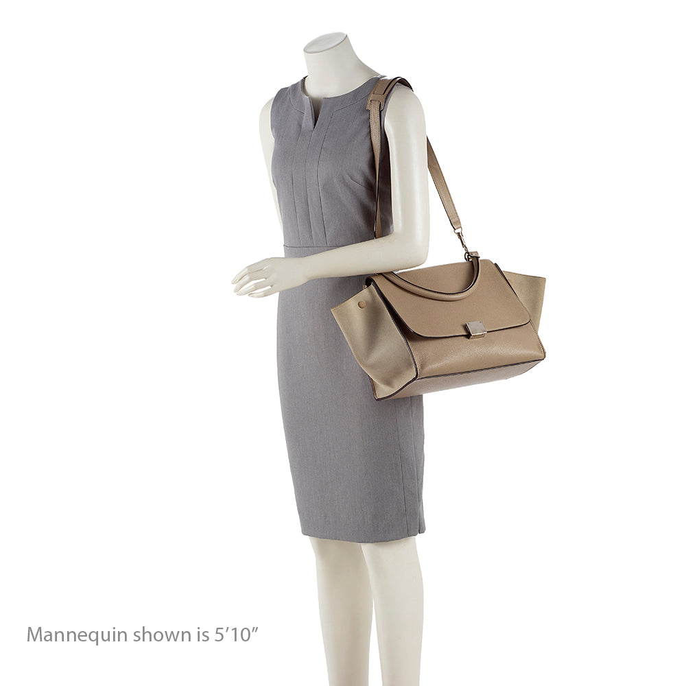 Celine Drummed Calfskin Suede Medium Trapeze Bag (SHF-15252)