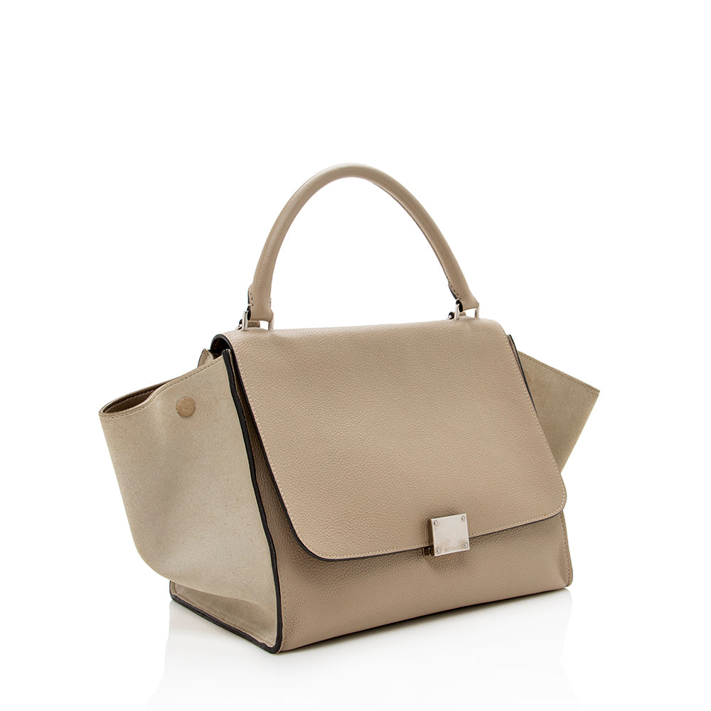 Celine Drummed Calfskin Suede Medium Trapeze Bag (SHF-15252)