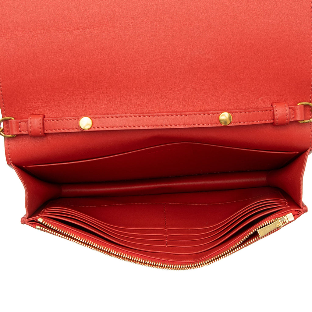 Celine Lambskin Frame Evening Clutch on Chain (SHF-rUHcBH)
