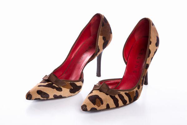 CÃƒÆ’Ã‚Â©line Leopard Print Calf Hair Pointed Toe Pumps SZ 36.5 sale