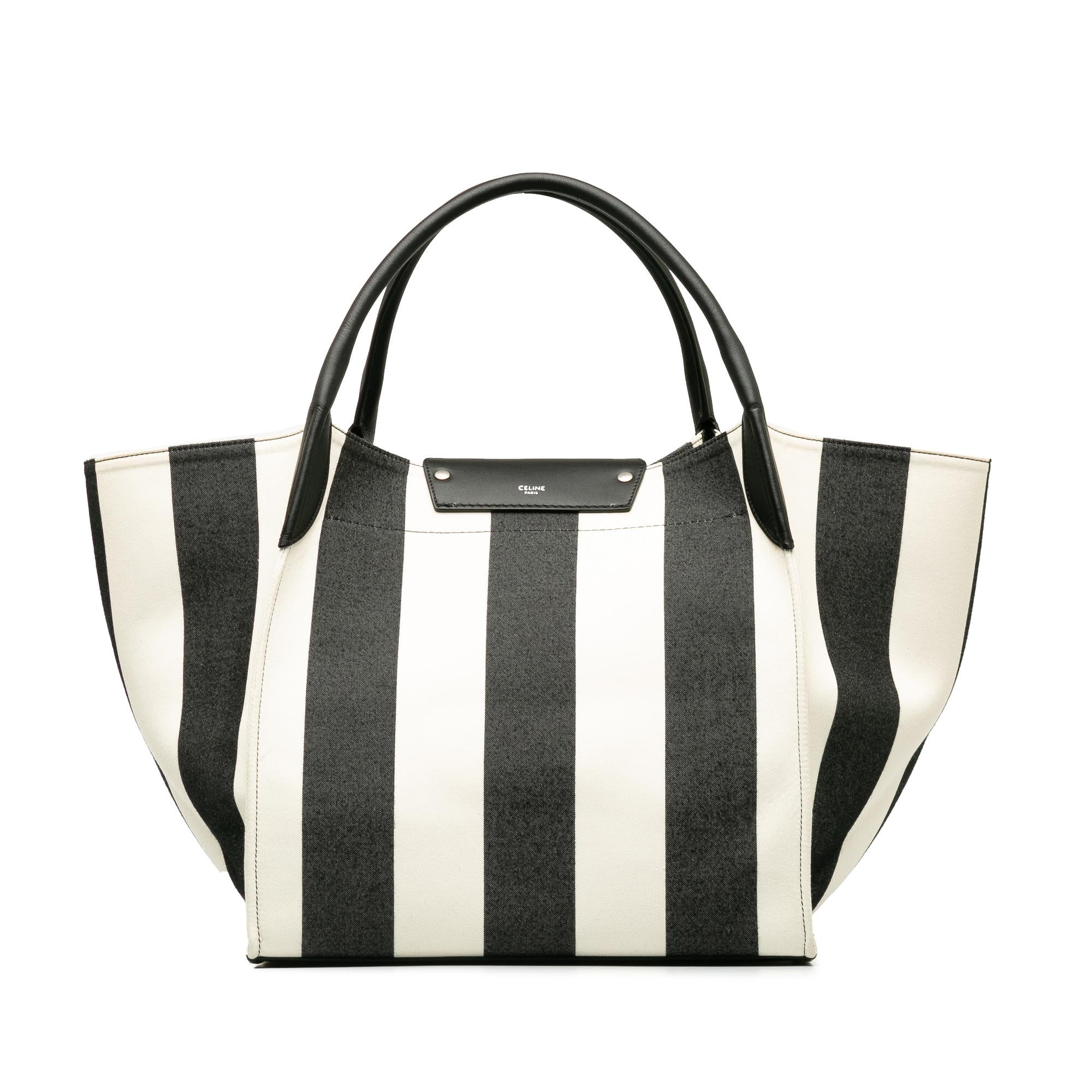 Celine Medium Striped Canvas Big Satchel (SHG-jjxkxO)