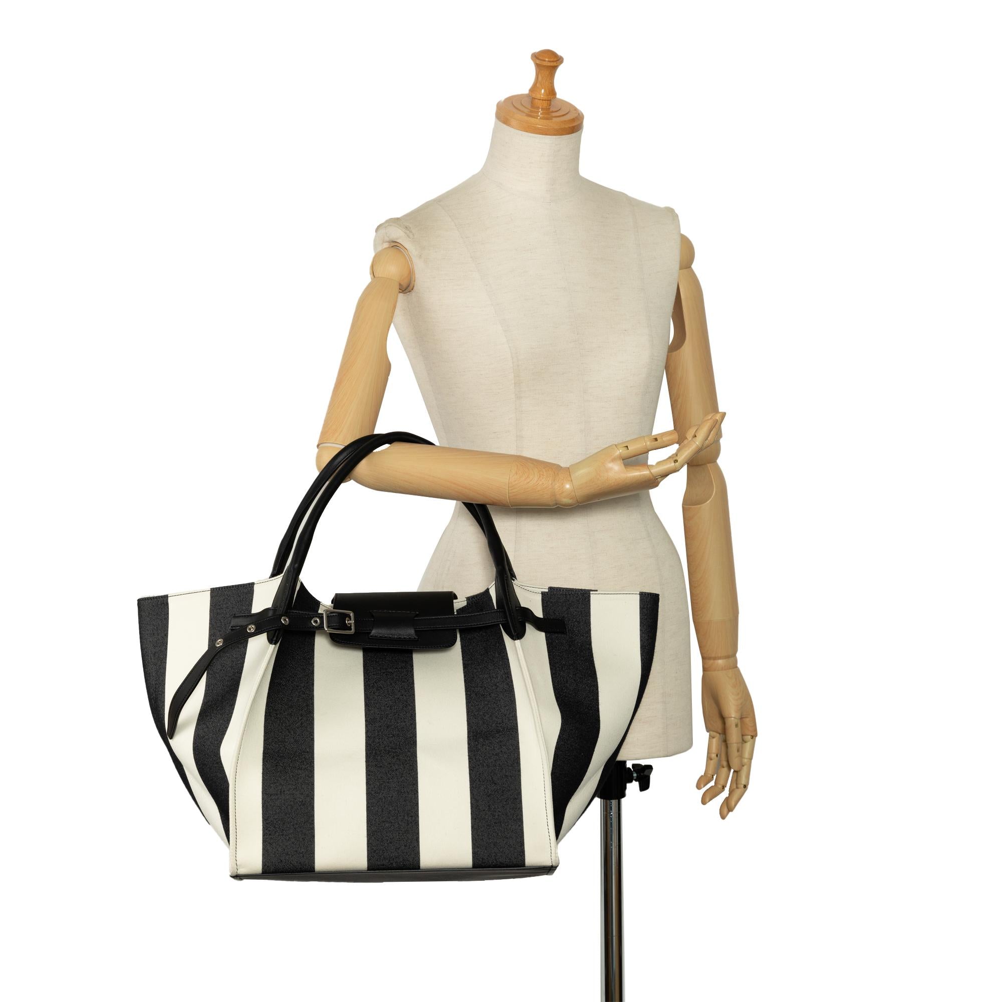 Celine Medium Striped Canvas Big Satchel (SHG-jjxkxO)