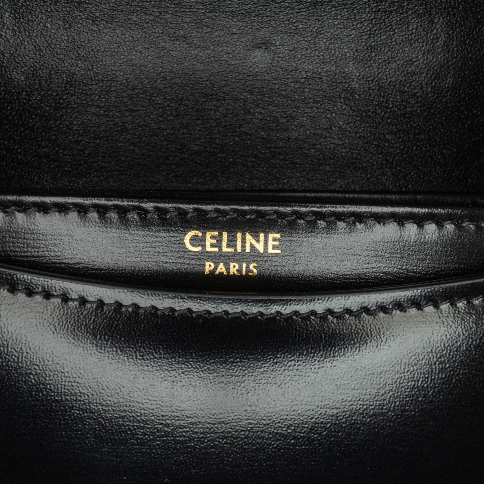 Celine Mini Shiny Calfskin Besace Clea Satchel (SHG-au1NfF)