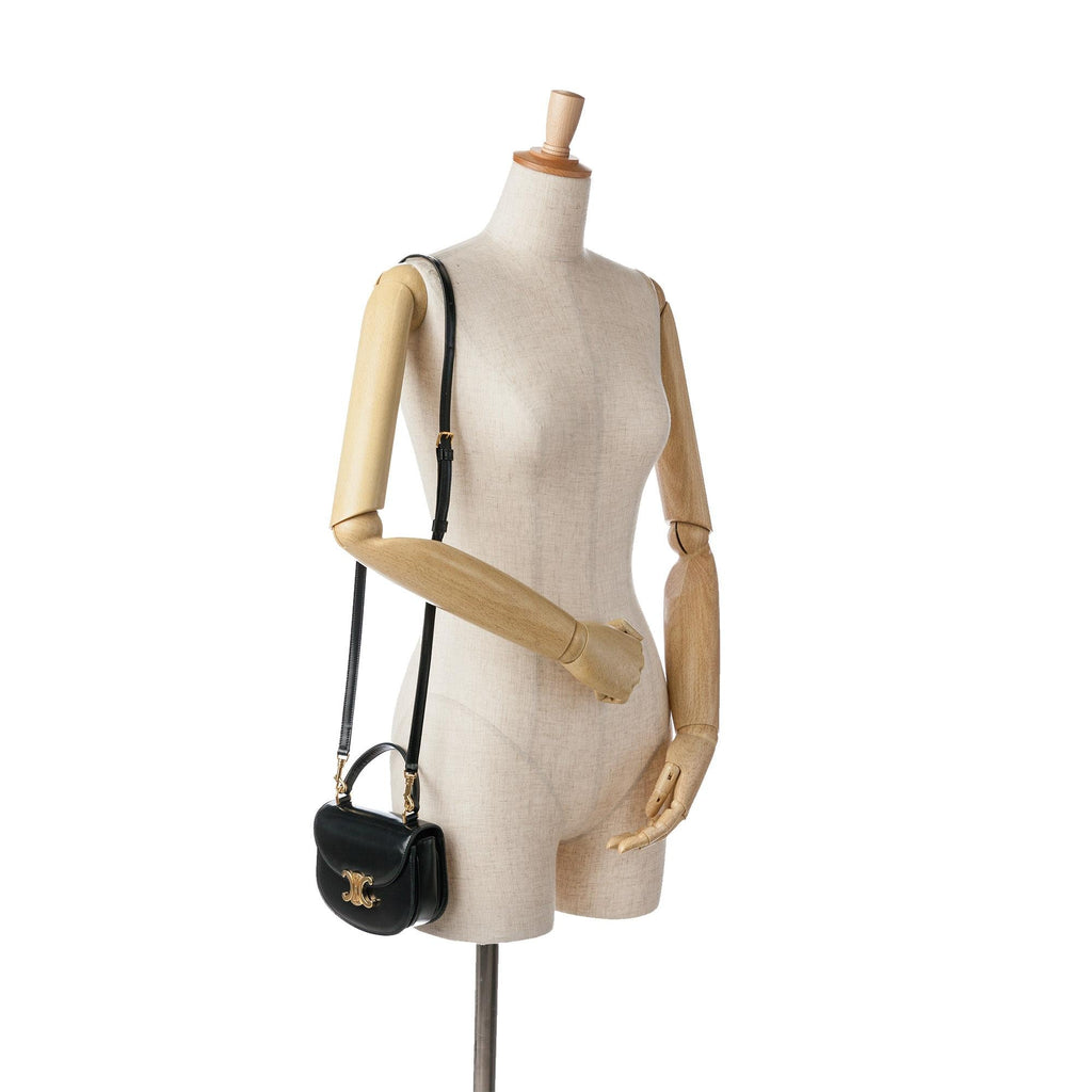 Celine Mini Shiny Calfskin Besace Clea Satchel (SHG-au1NfF)