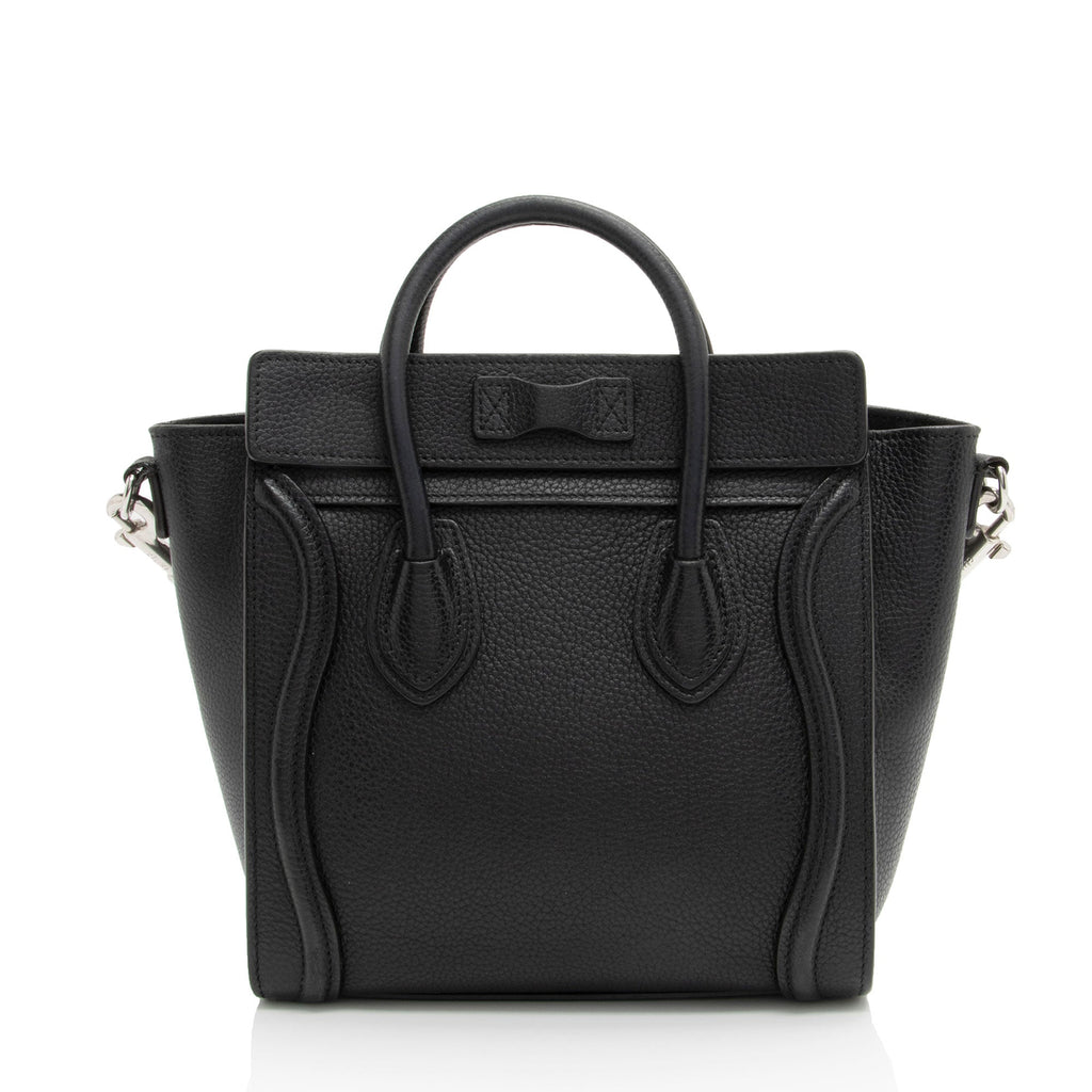Celine Pebbled Leather Nano Luggage Tote (SHF-fk9HTz)