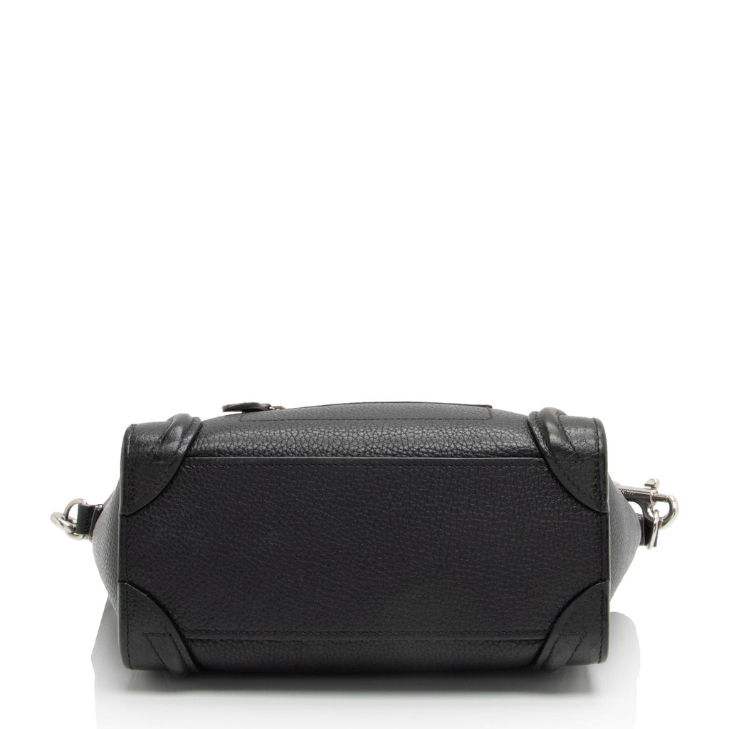 Celine Pebbled Leather Nano Luggage Tote (SHF-fk9HTz)
