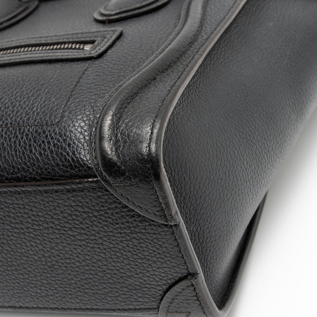 Celine Pebbled Leather Nano Luggage Tote (SHF-fk9HTz)