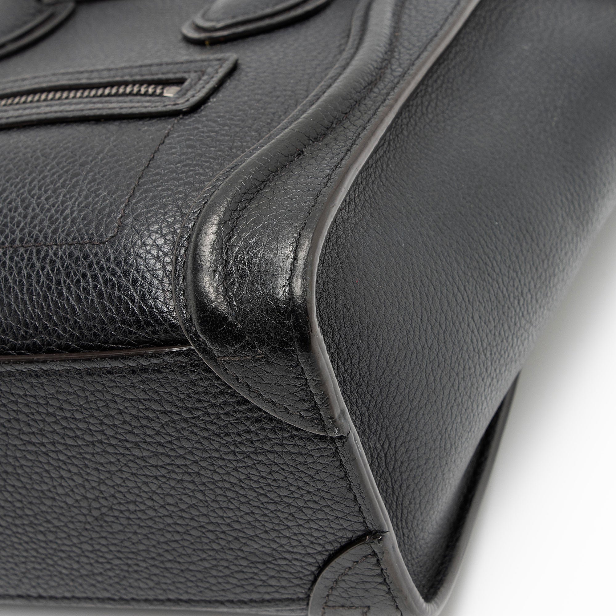 Celine Pebbled Leather Nano Luggage Tote (SHF-fk9HTz)