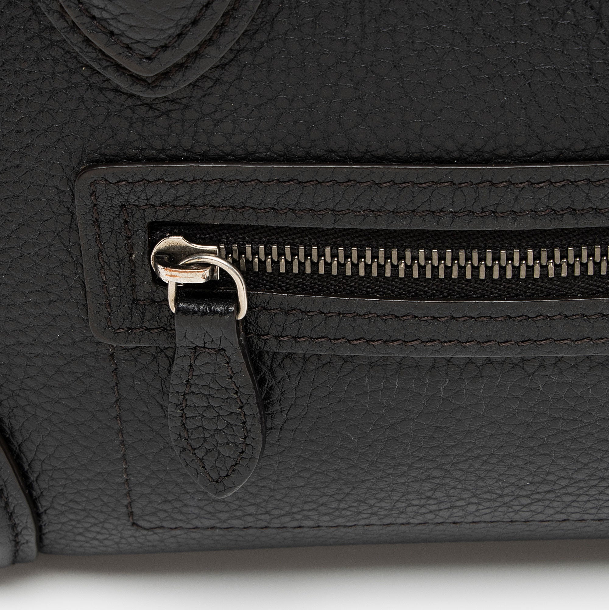 Celine Pebbled Leather Nano Luggage Tote (SHF-fk9HTz)