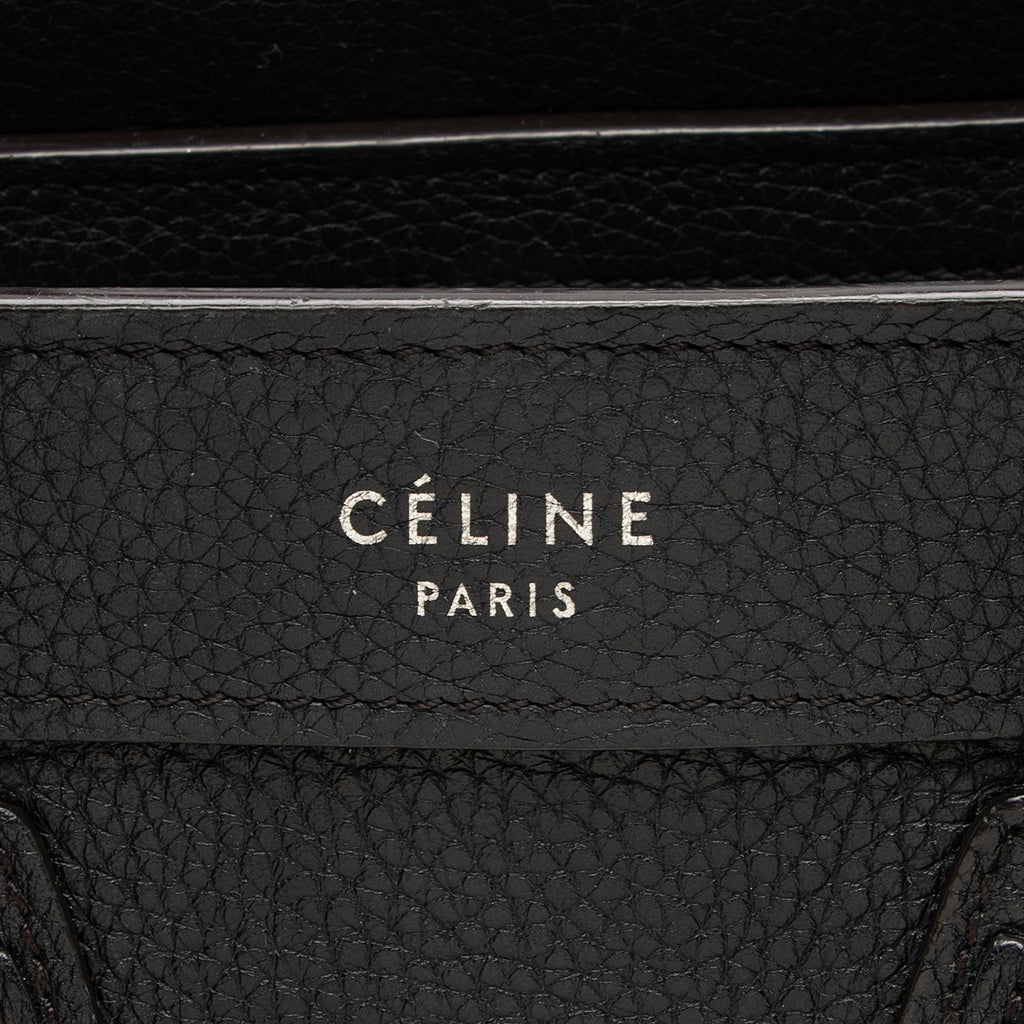 Celine Pebbled Leather Nano Luggage Tote (SHF-fk9HTz)