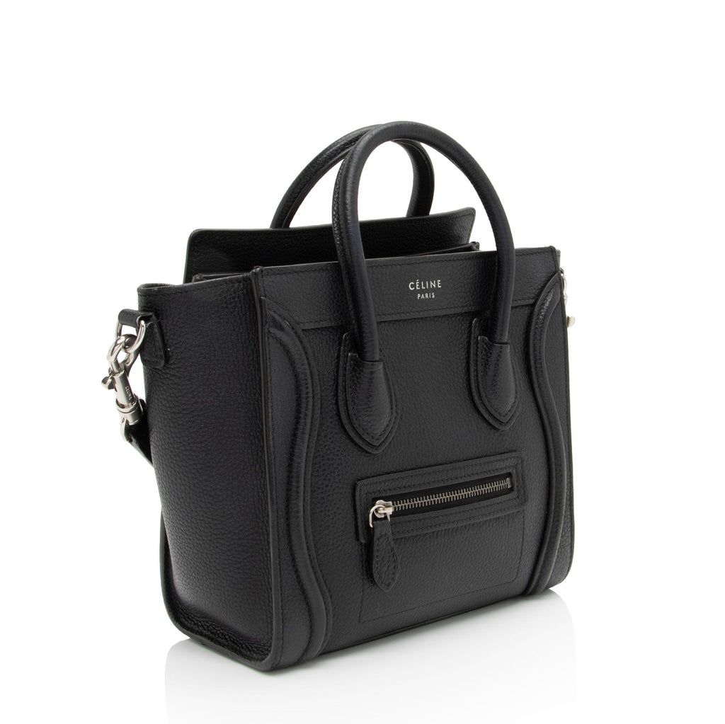 Celine Pebbled Leather Nano Luggage Tote (SHF-fk9HTz)