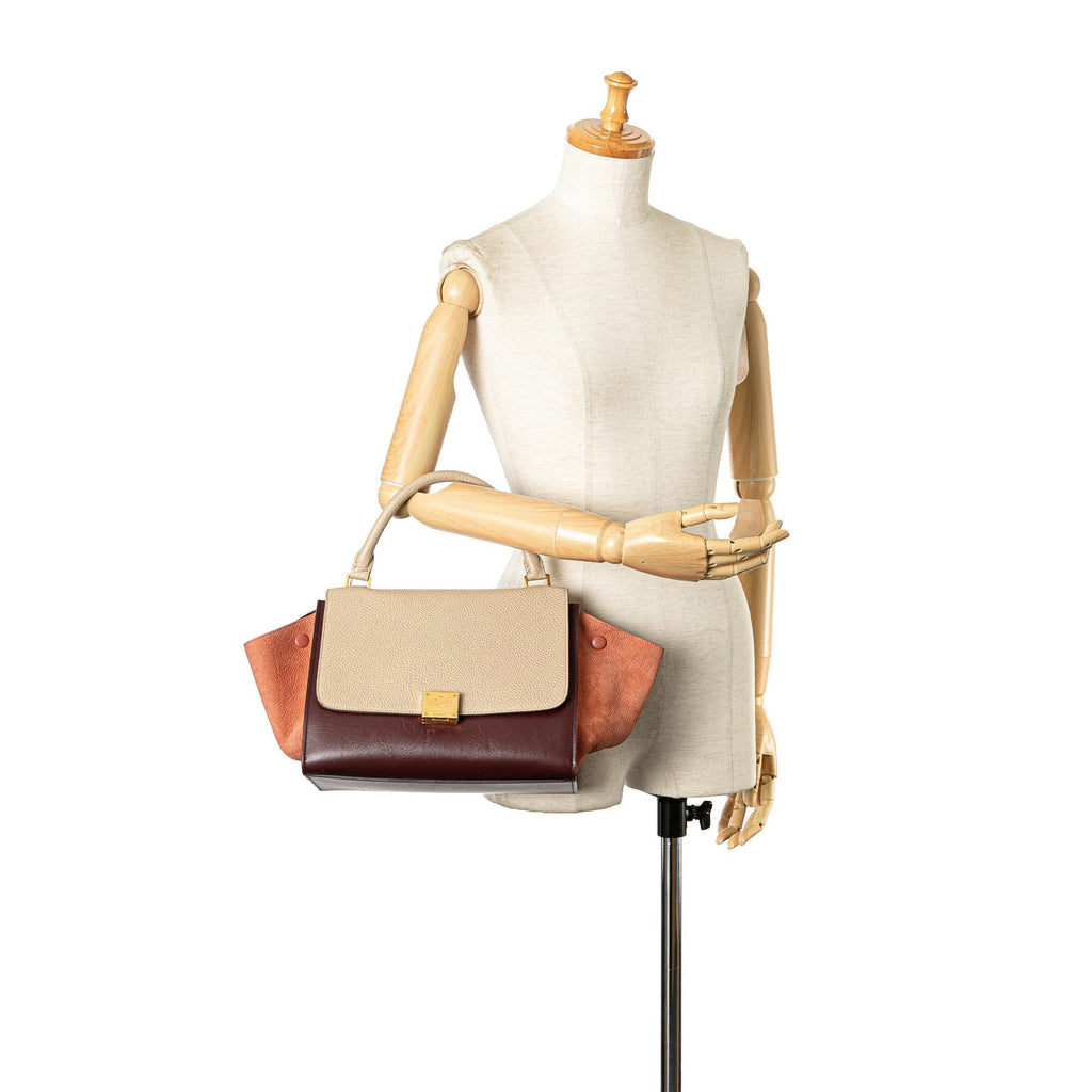 Celine Small Tricolor Trapeze Satchel (SHG-i8z7ZT)
