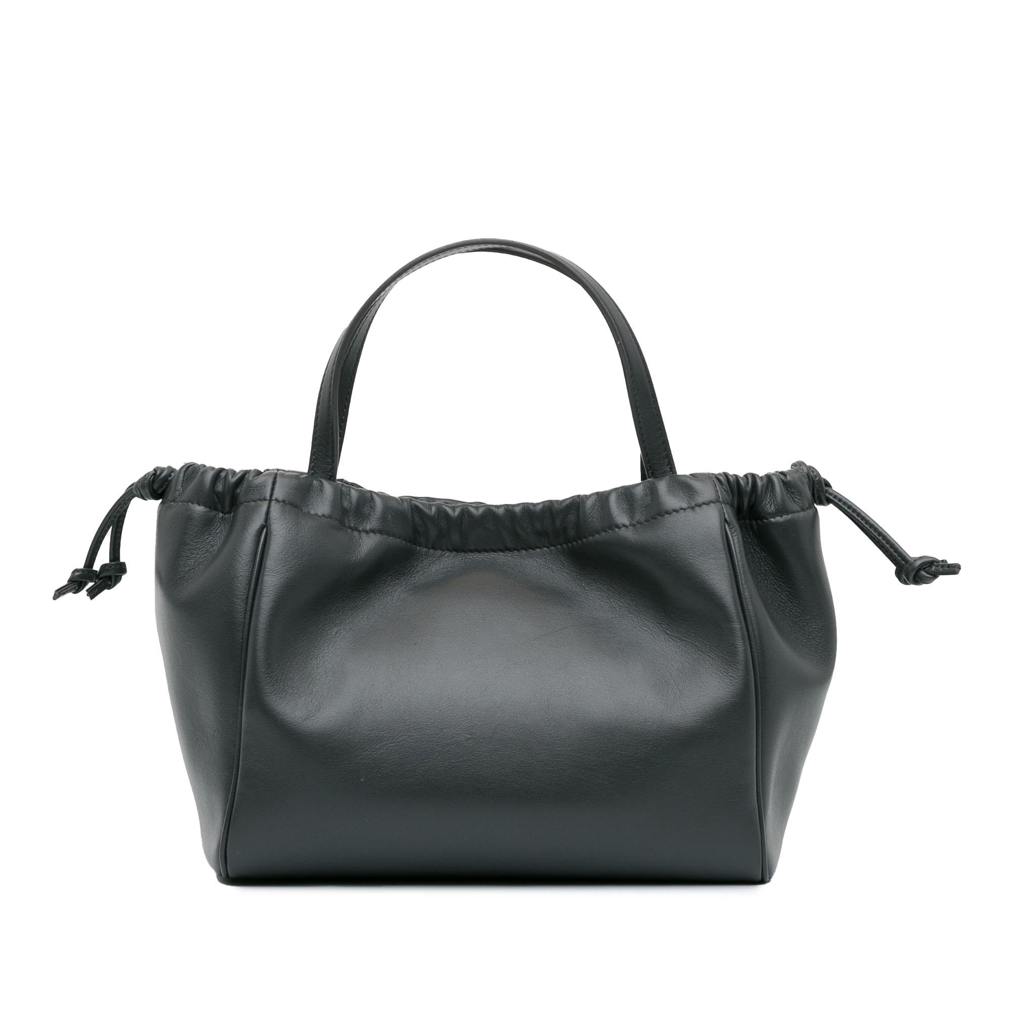 Celine Small Triomphe Cuir Cabas Drawstring Satchel (SHG-xhANaN)