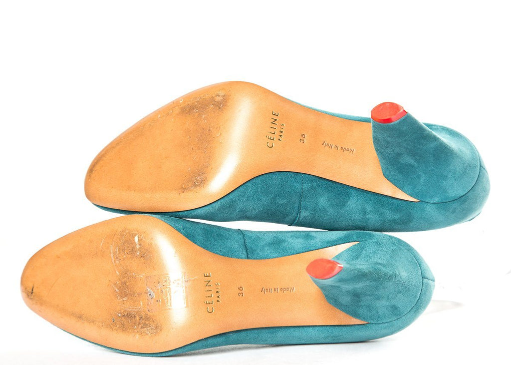 CÃƒÆ’Ã‚Â©line Teal Suede Pumps 36 Sale
