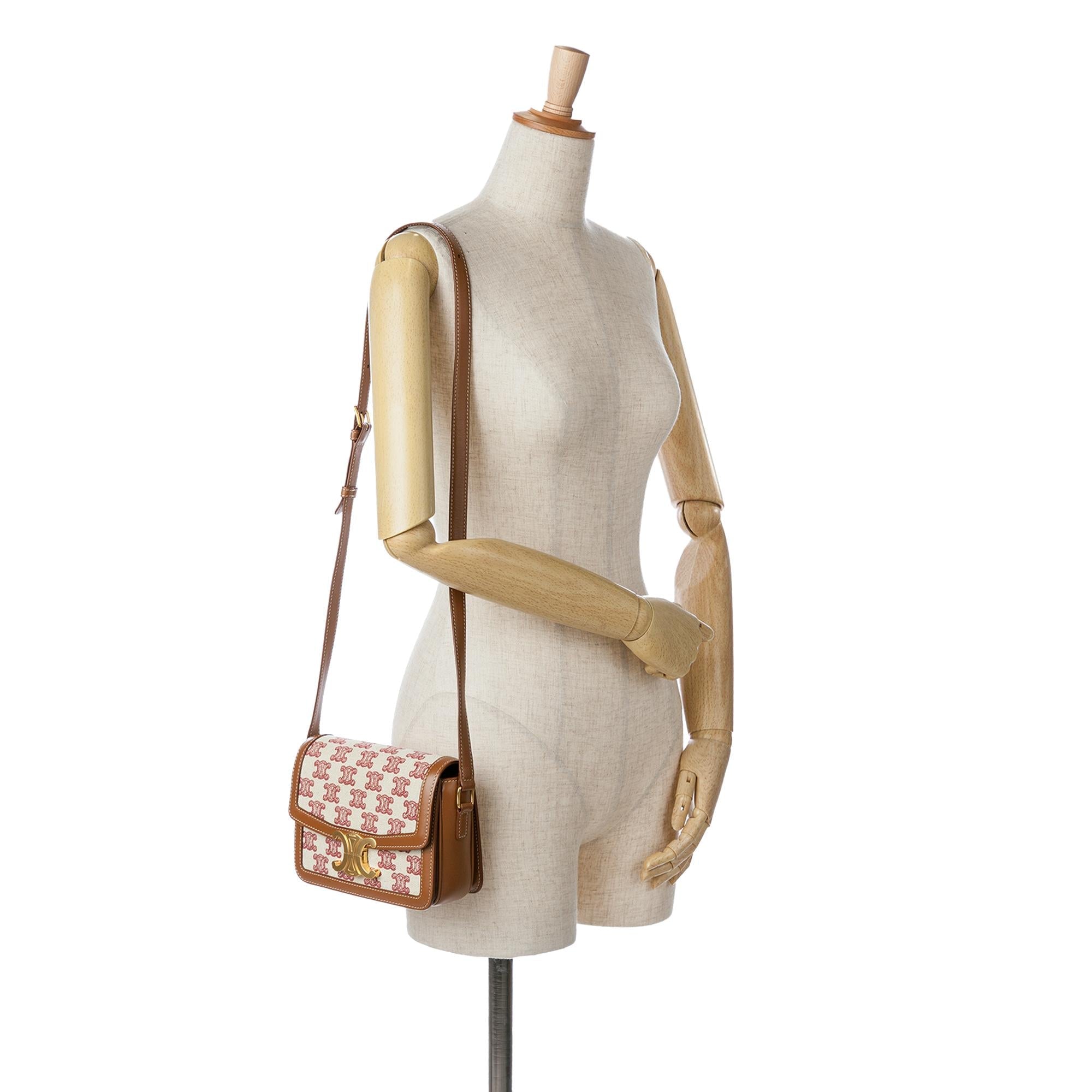 Celine Teen Embroidered Canvas Triomphe Crossbody (SHG-fY2a1z)