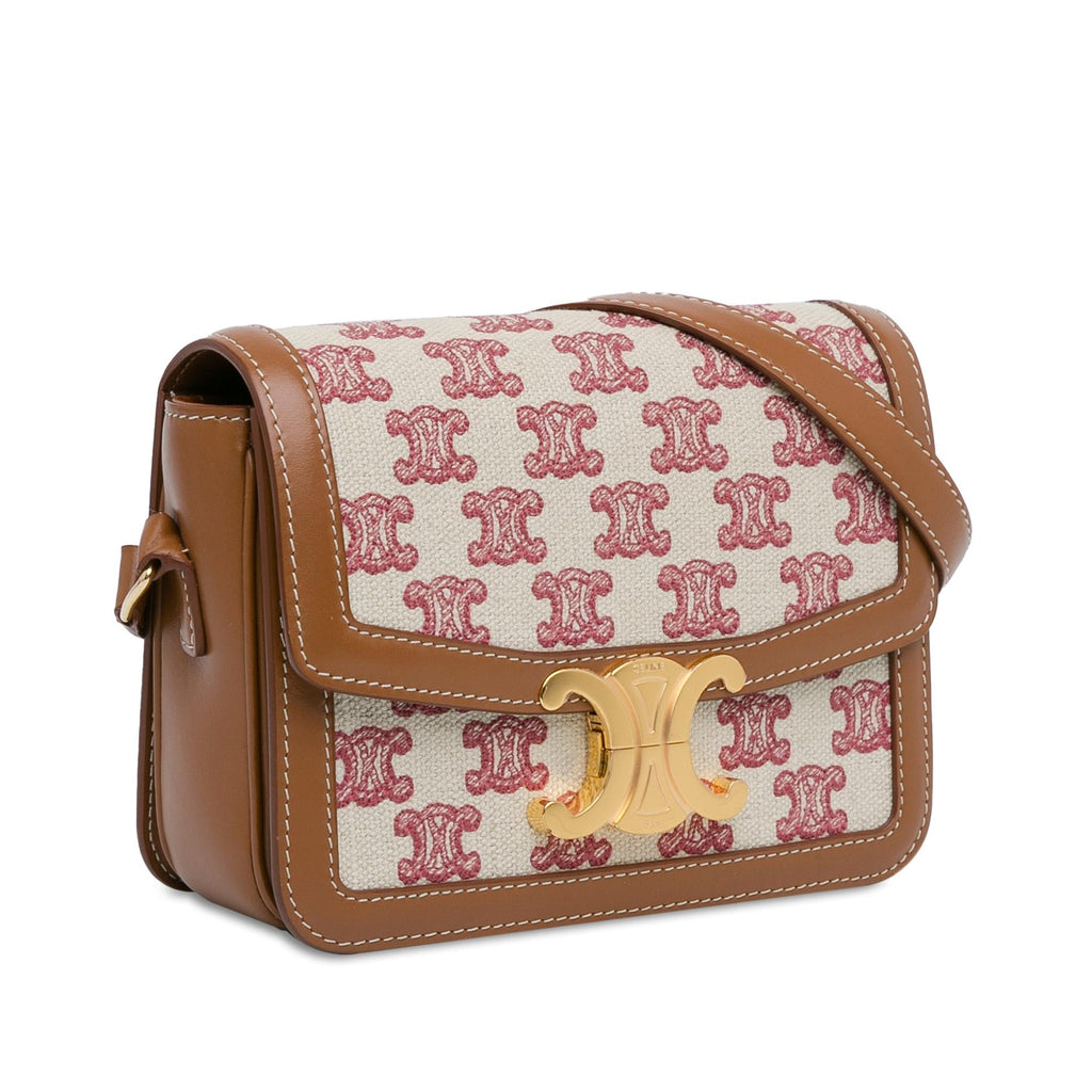Celine Teen Embroidered Canvas Triomphe Crossbody (SHG-fY2a1z)