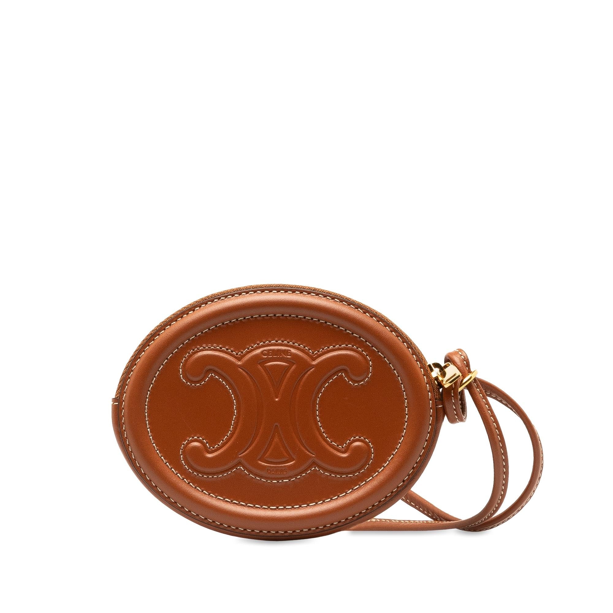 Celine Triomphe Cuir Oval Clutch (SHG-wvHwb7)