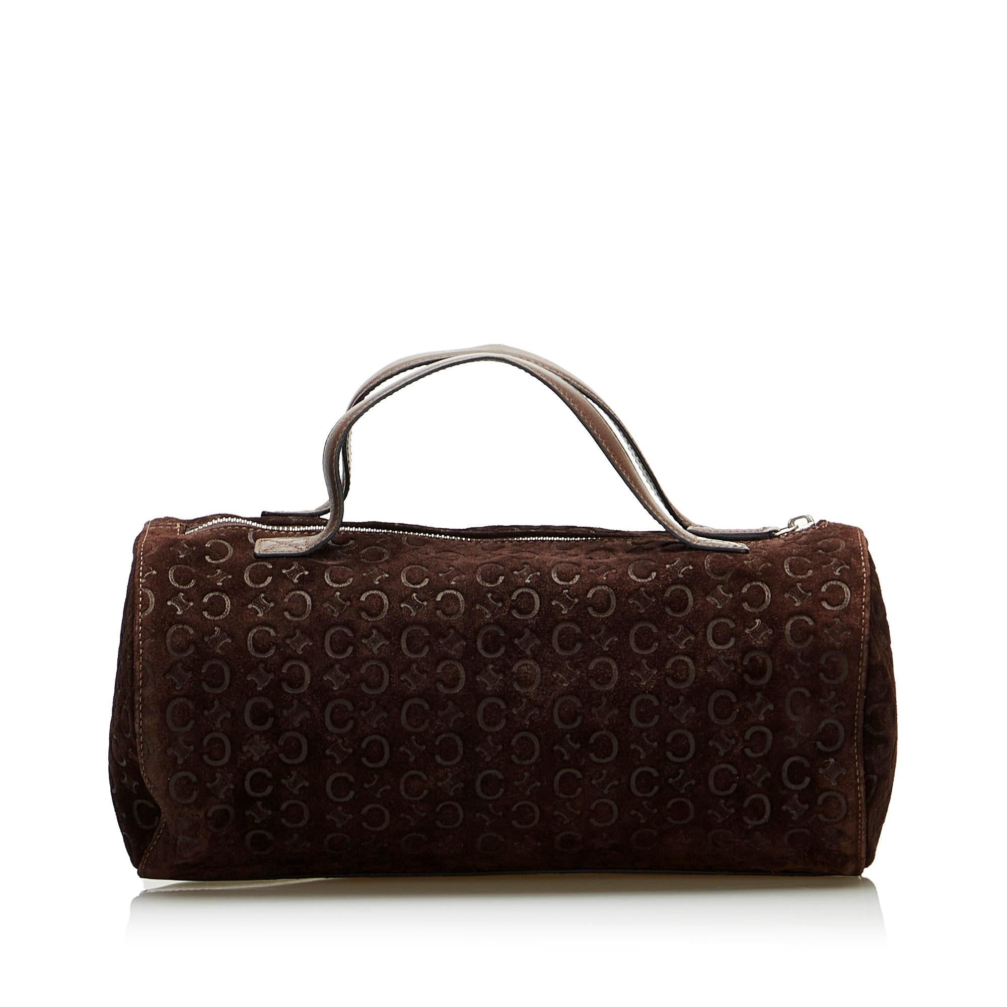Celine Vintage Barrel Bag Embossed Suede Medium (SHG-Y8CjZx)