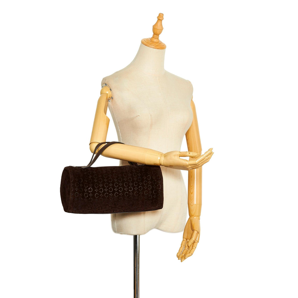 Celine Vintage Barrel Bag Embossed Suede Medium (SHG-Y8CjZx)