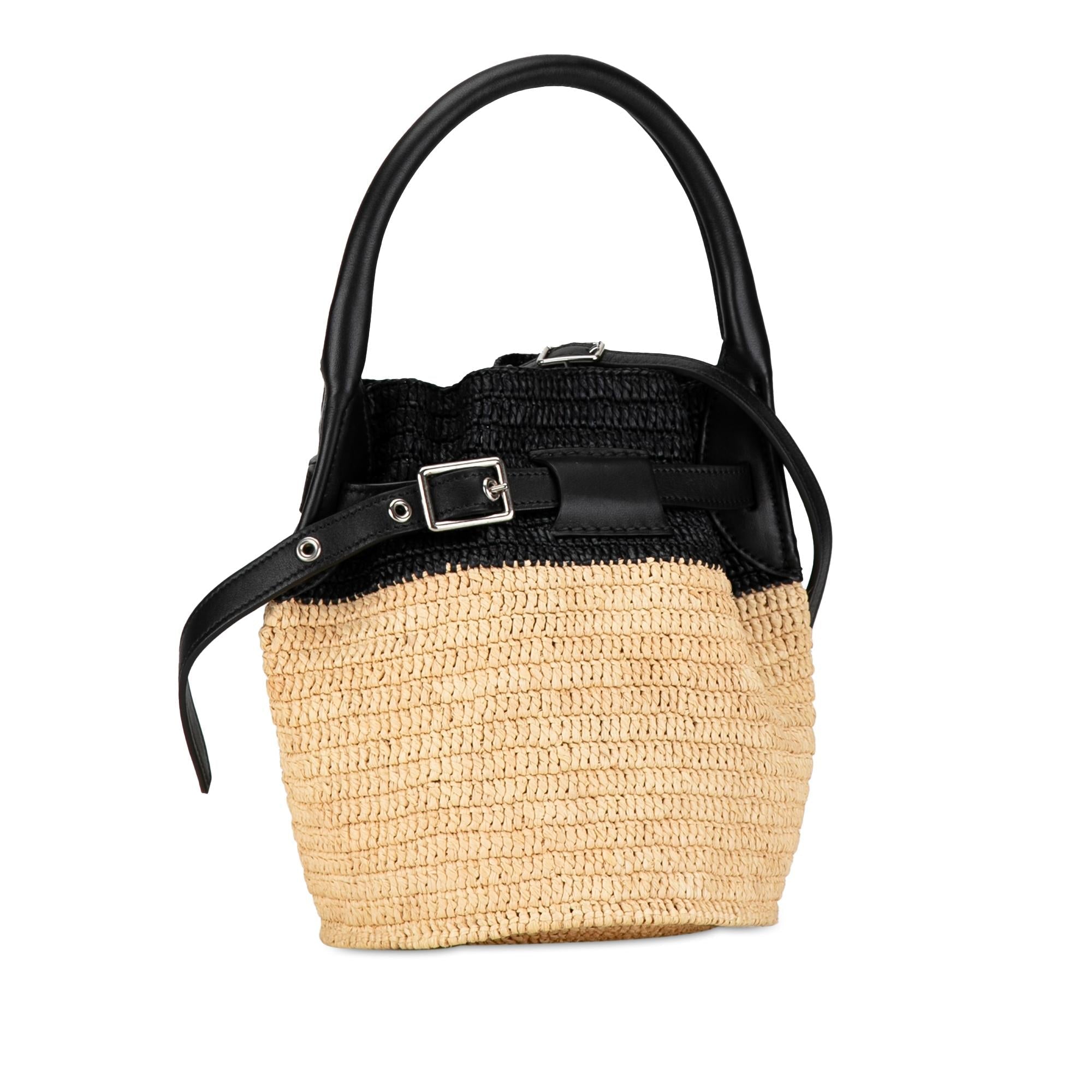 Celine Woven Raffia Nano Bucket Bag (SHG-LfAT5v)