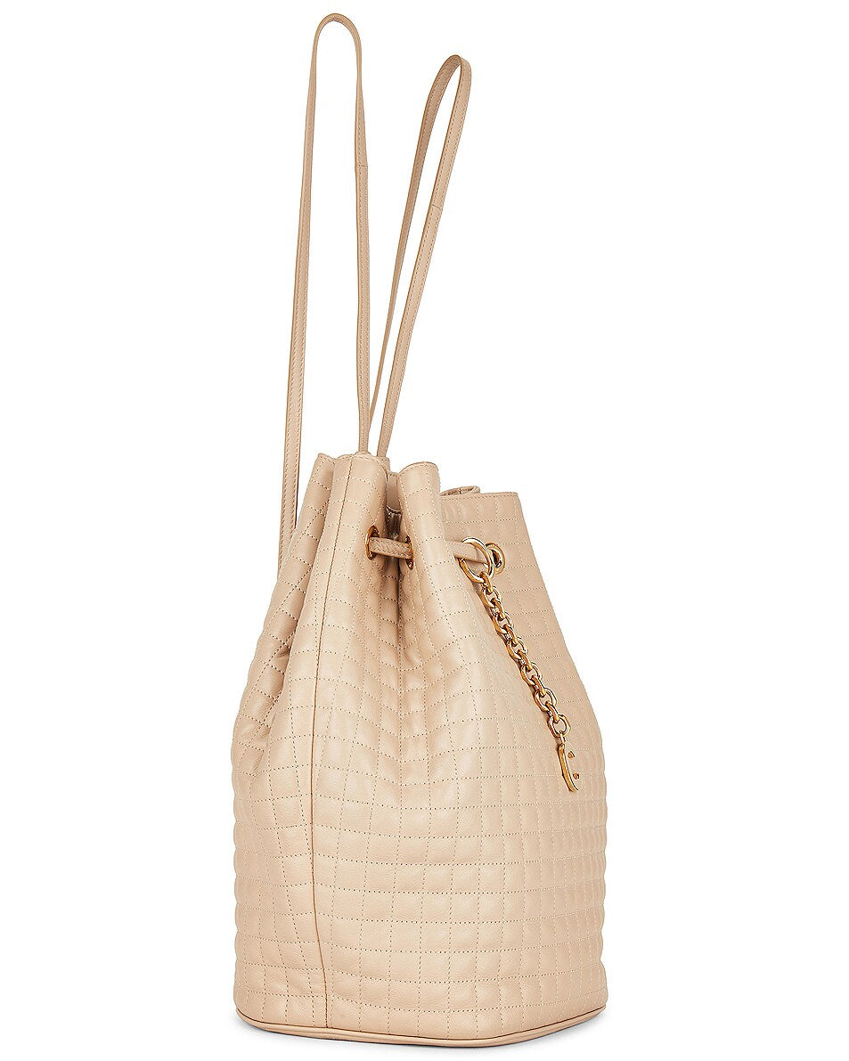 CÉLINE C CHARM QUILTED CALFSKIN LEATHER BACKPACK