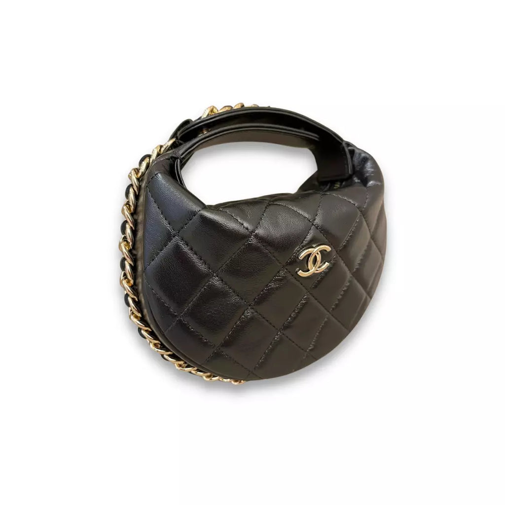 CHANEL BLACK CABAS CHAIN AROUND BAG