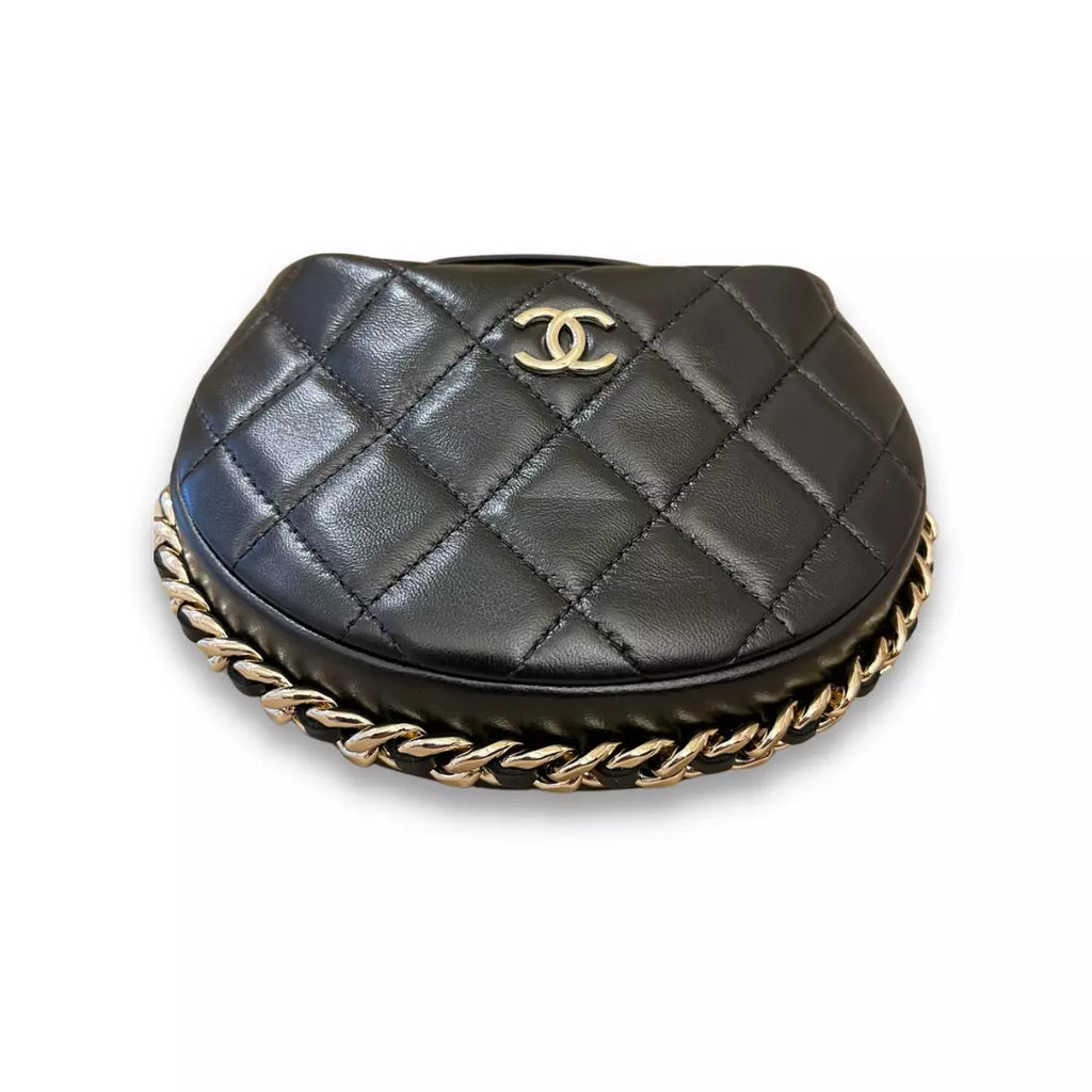 CHANEL BLACK CABAS CHAIN AROUND BAG