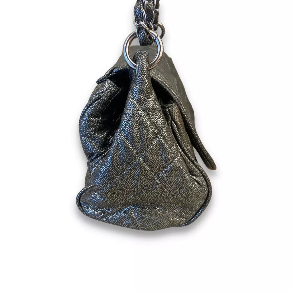 CHANEL BLACK METALIZED LEATHER BAG