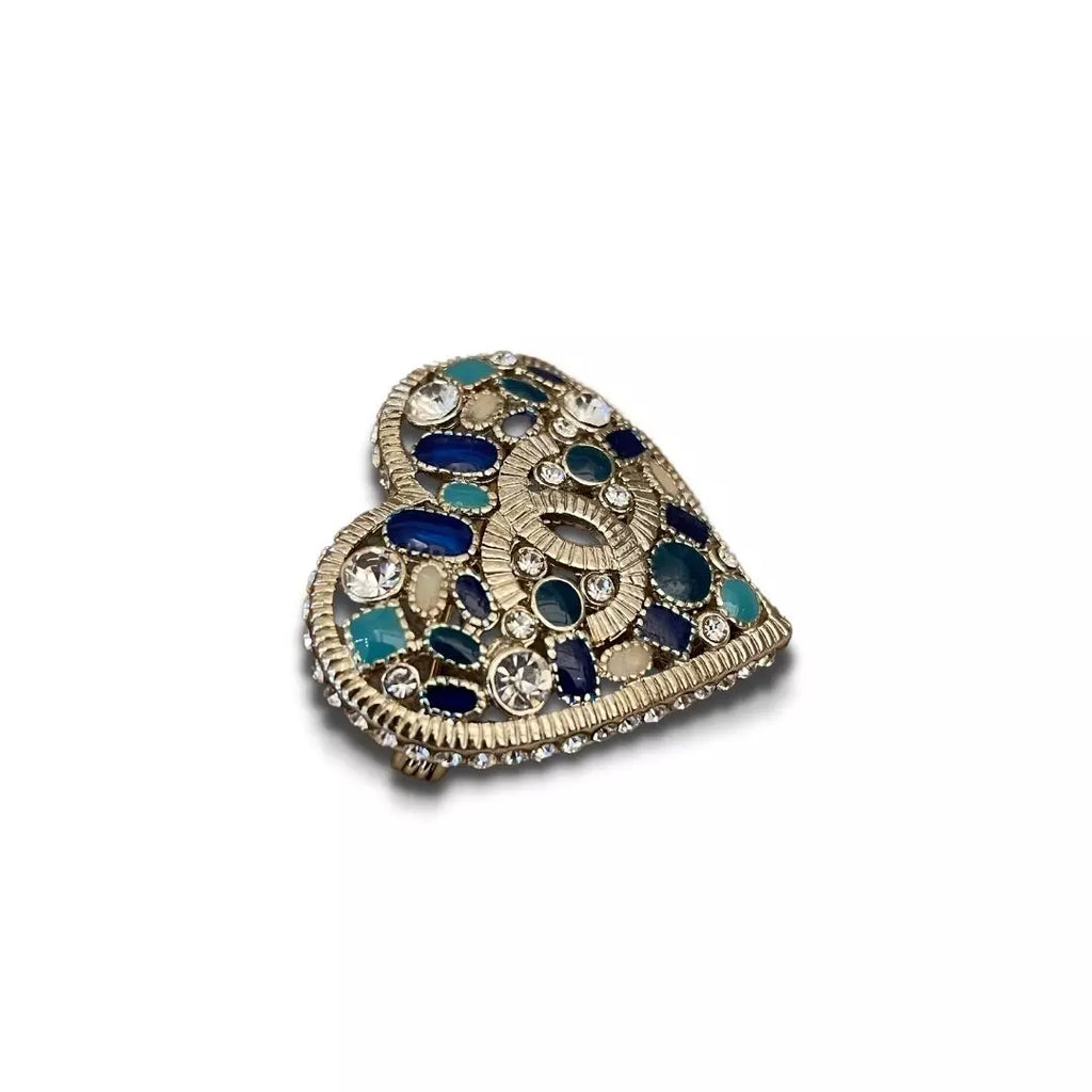 CHANEL BLUE HEART BROOCH