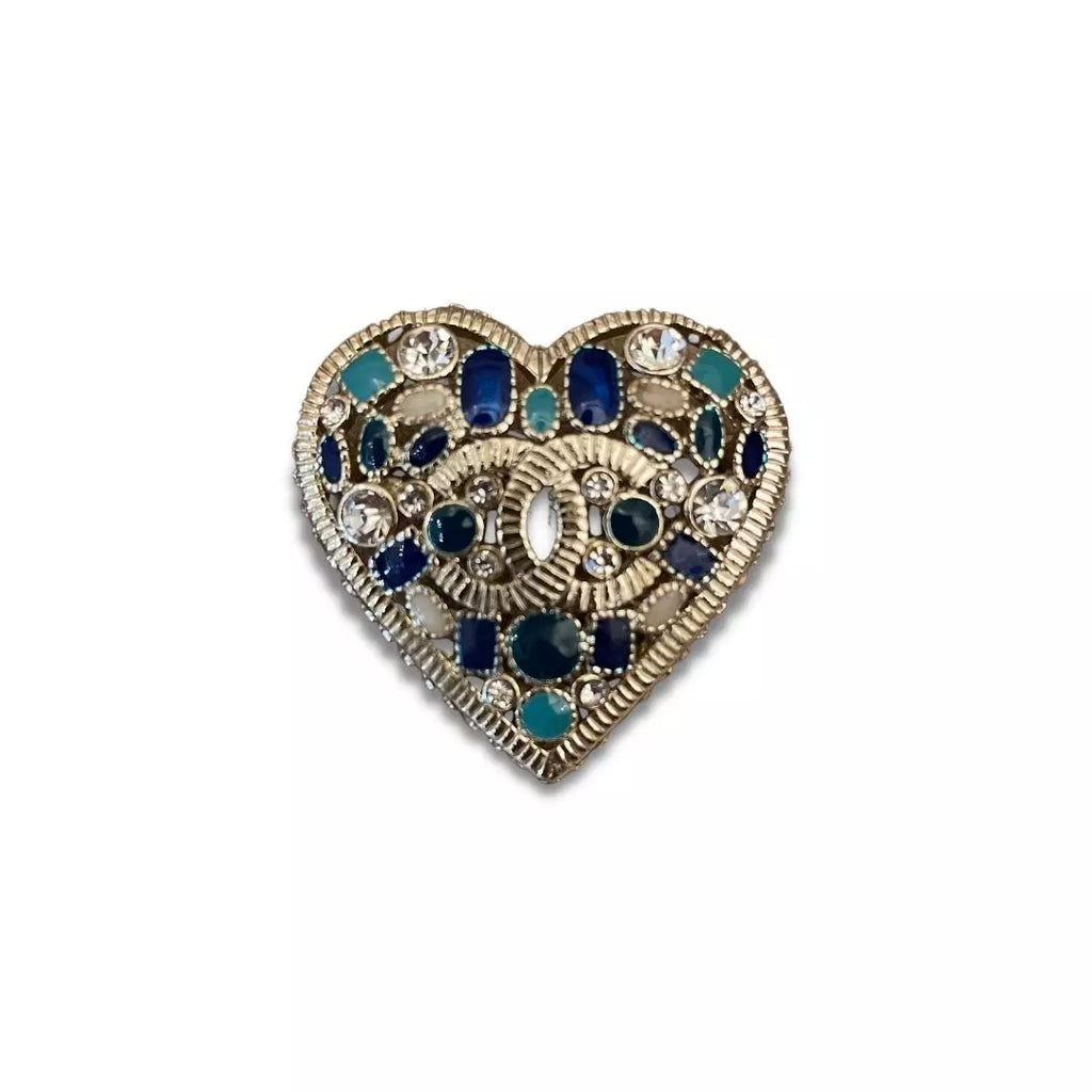 CHANEL BLUE HEART BROOCH