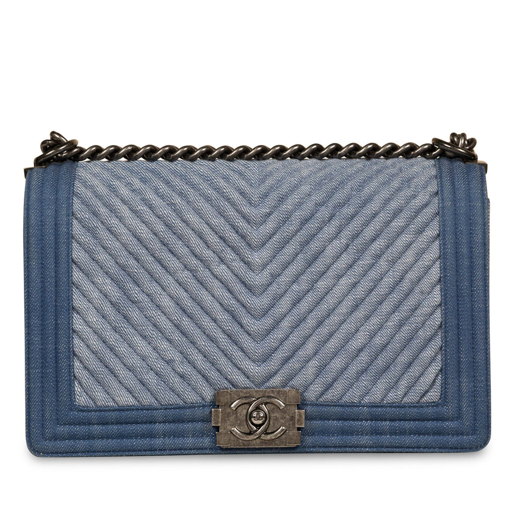Chanel Denim Chevron Boy Bag - Medium
