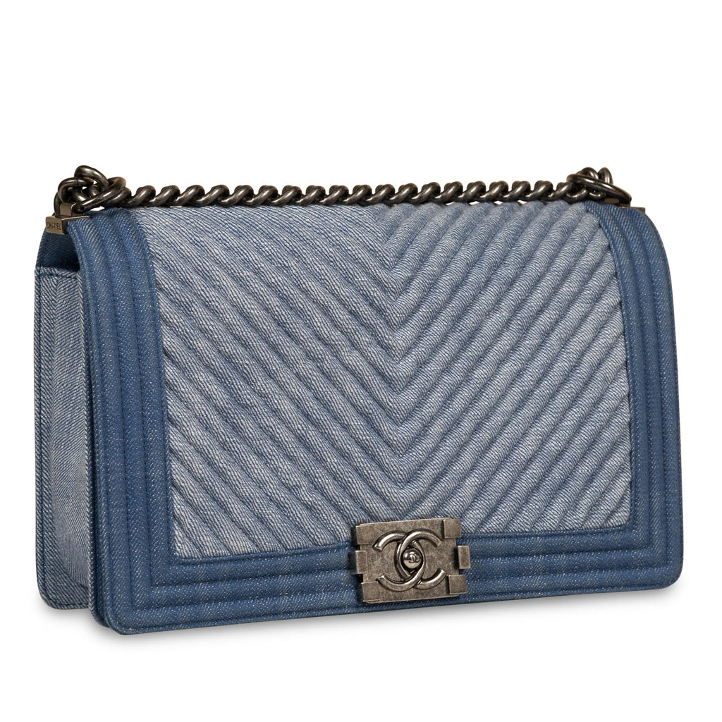 Chanel Denim Chevron Boy Bag - Medium